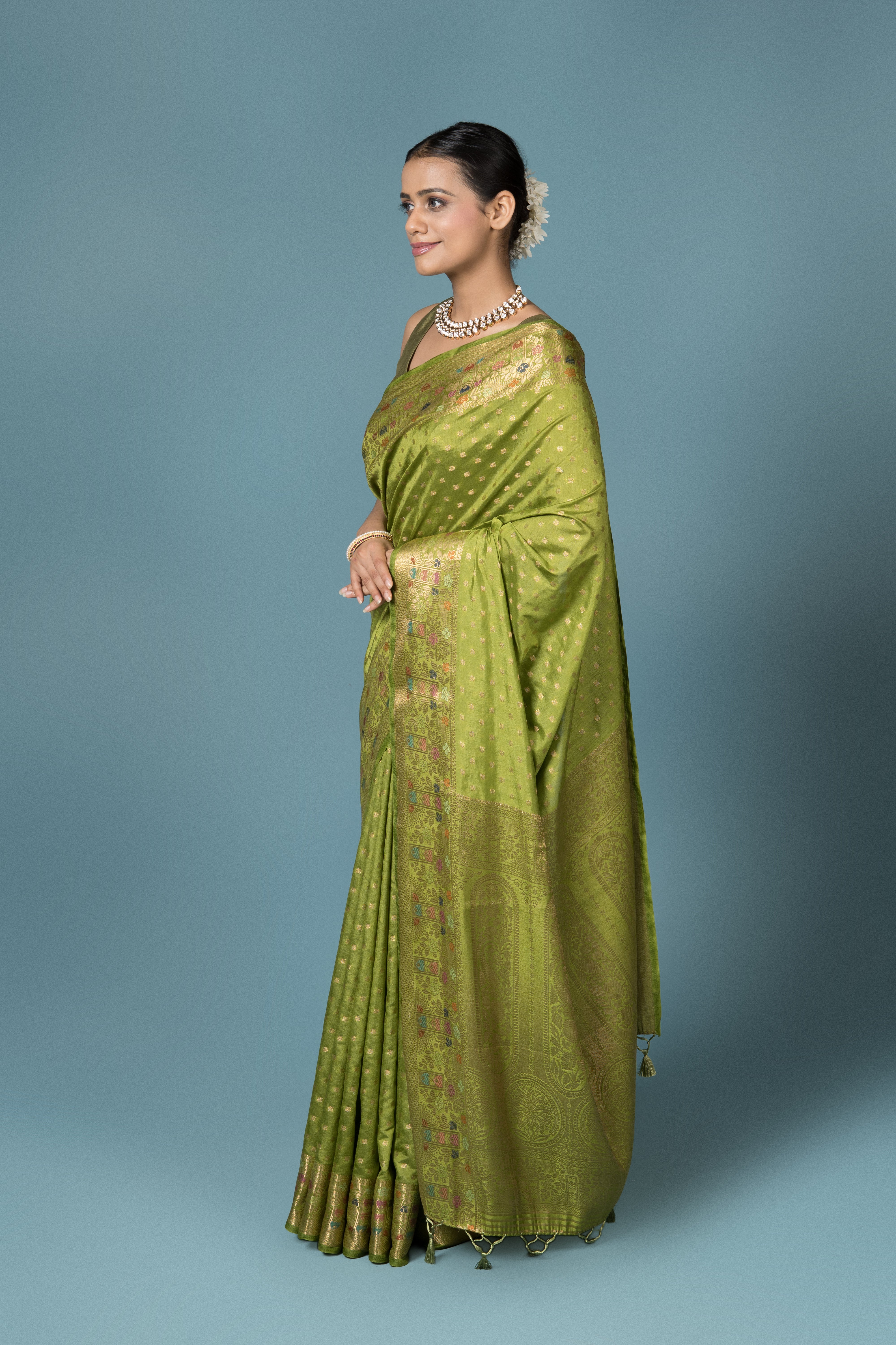 Green Tussar Silk Saree