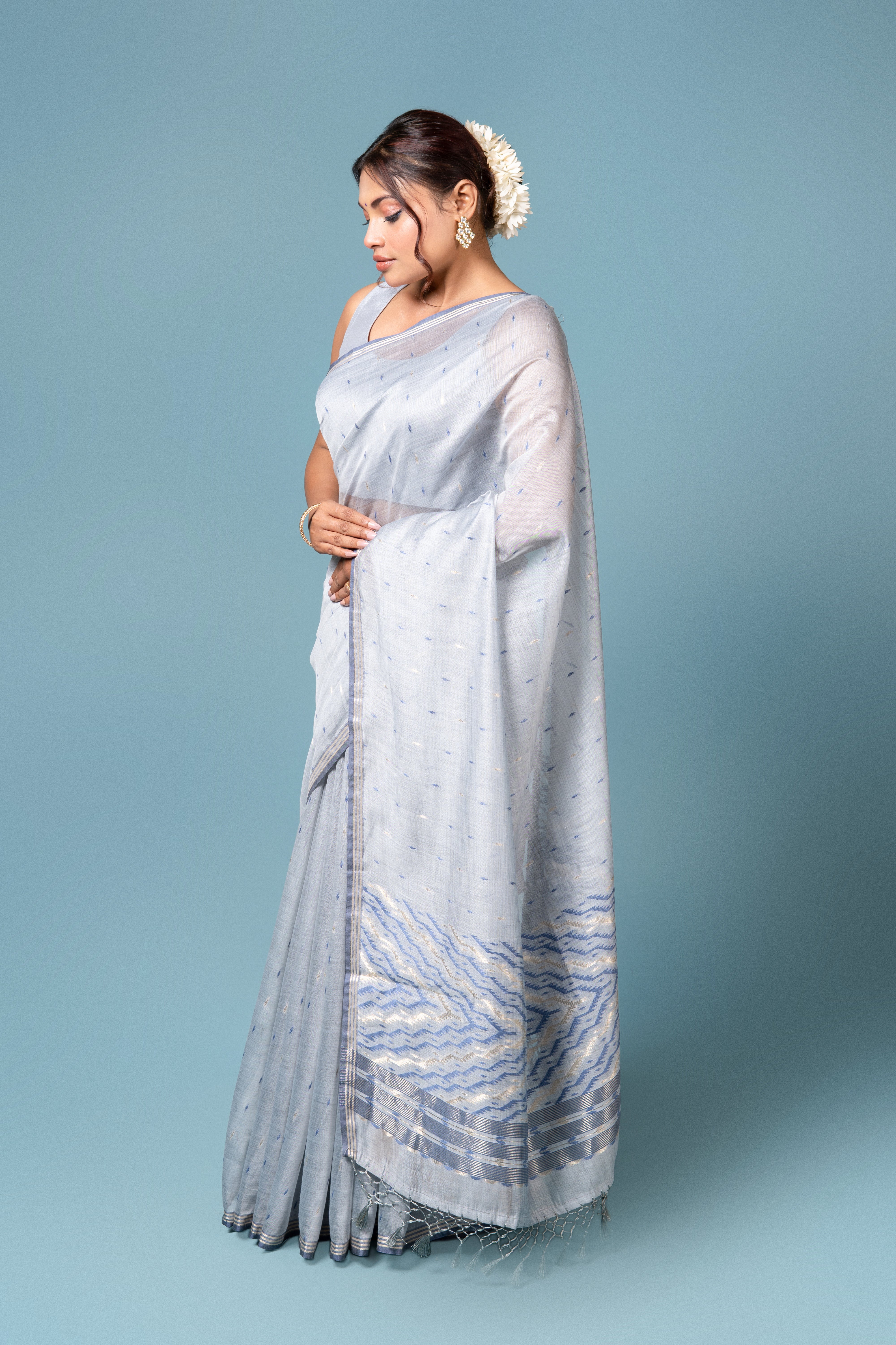 Light Blue Cotton Saree