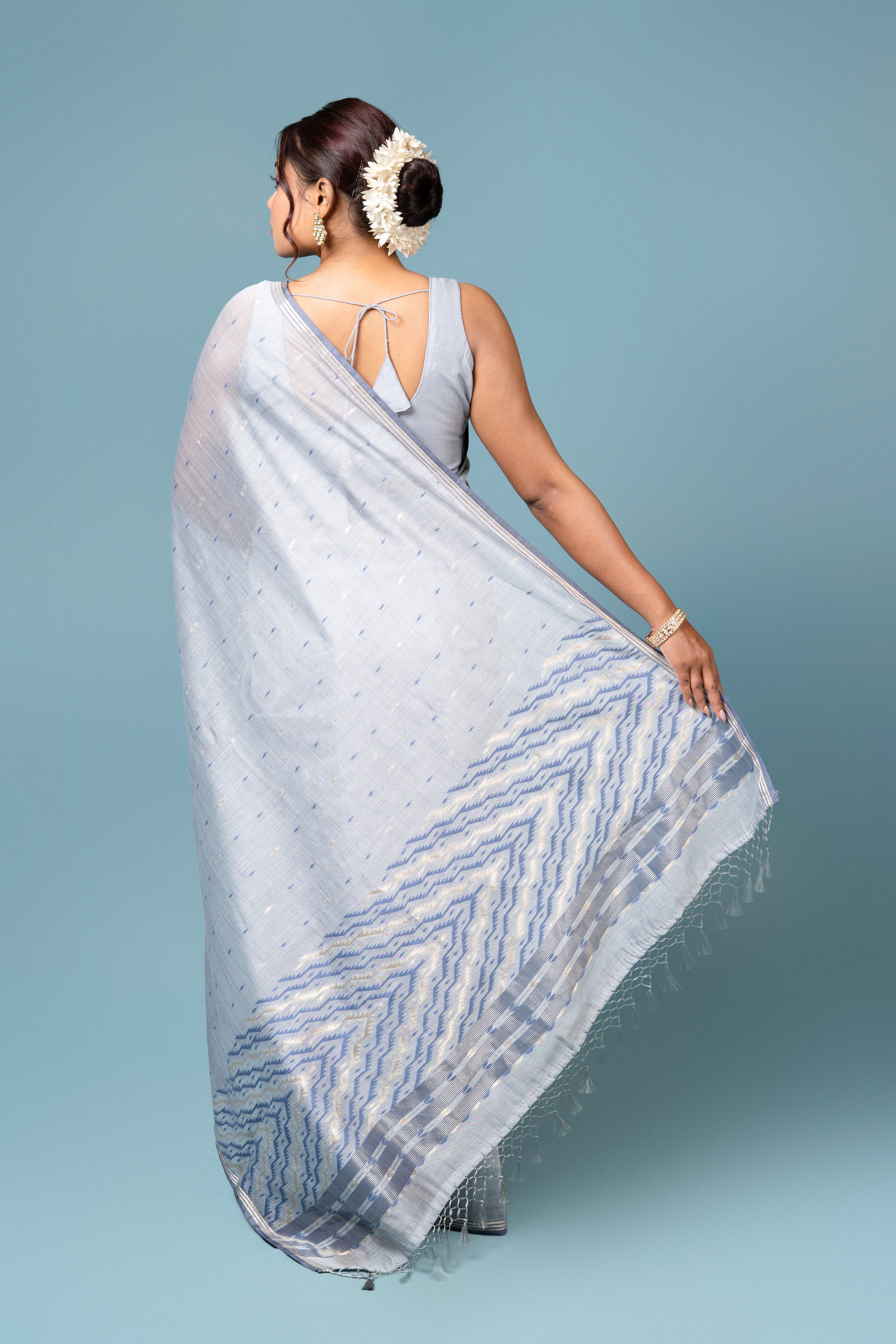 Light Blue Cotton Saree