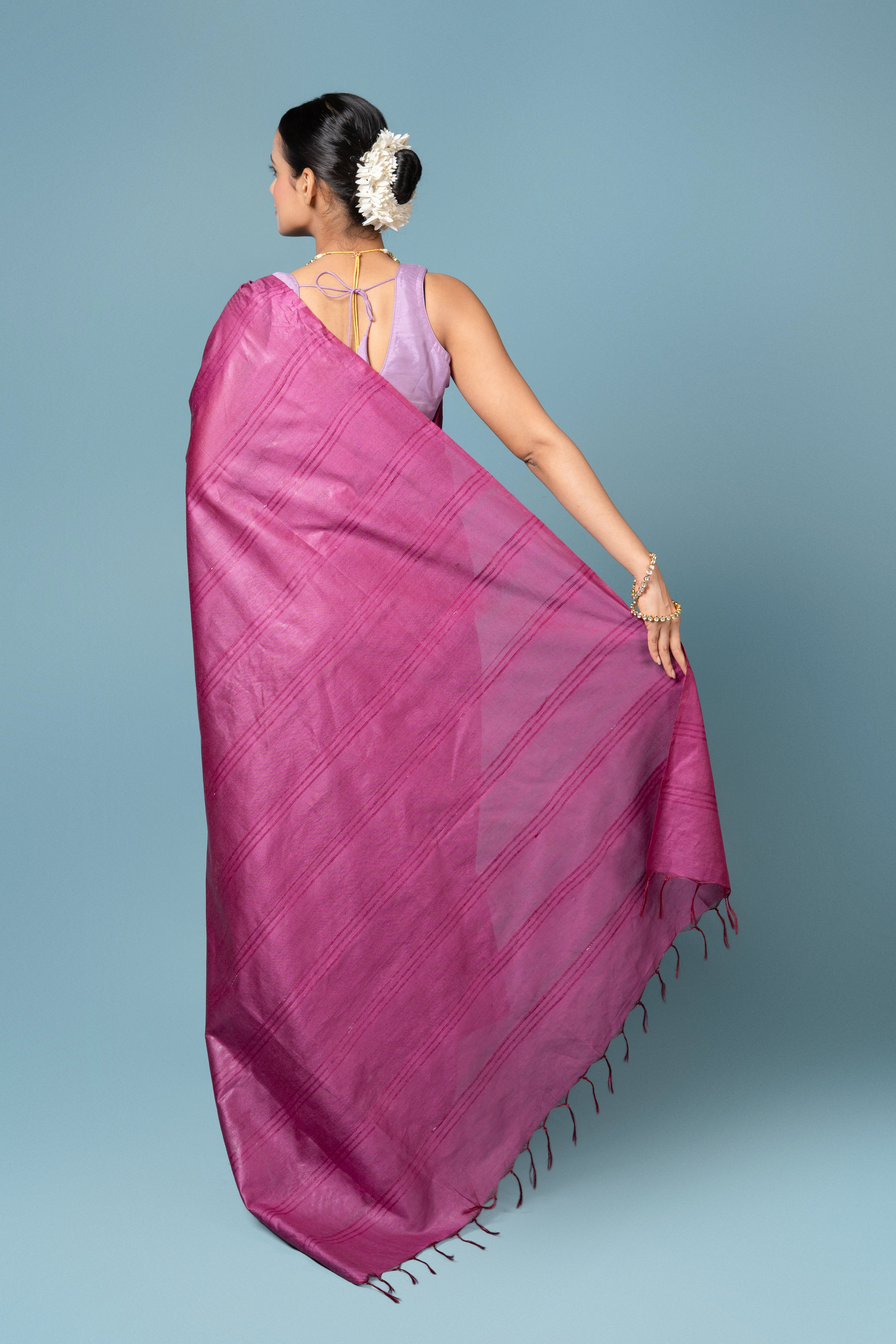 Wine Tussar Silk Saree