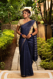Midnight Blue Cotton Saree