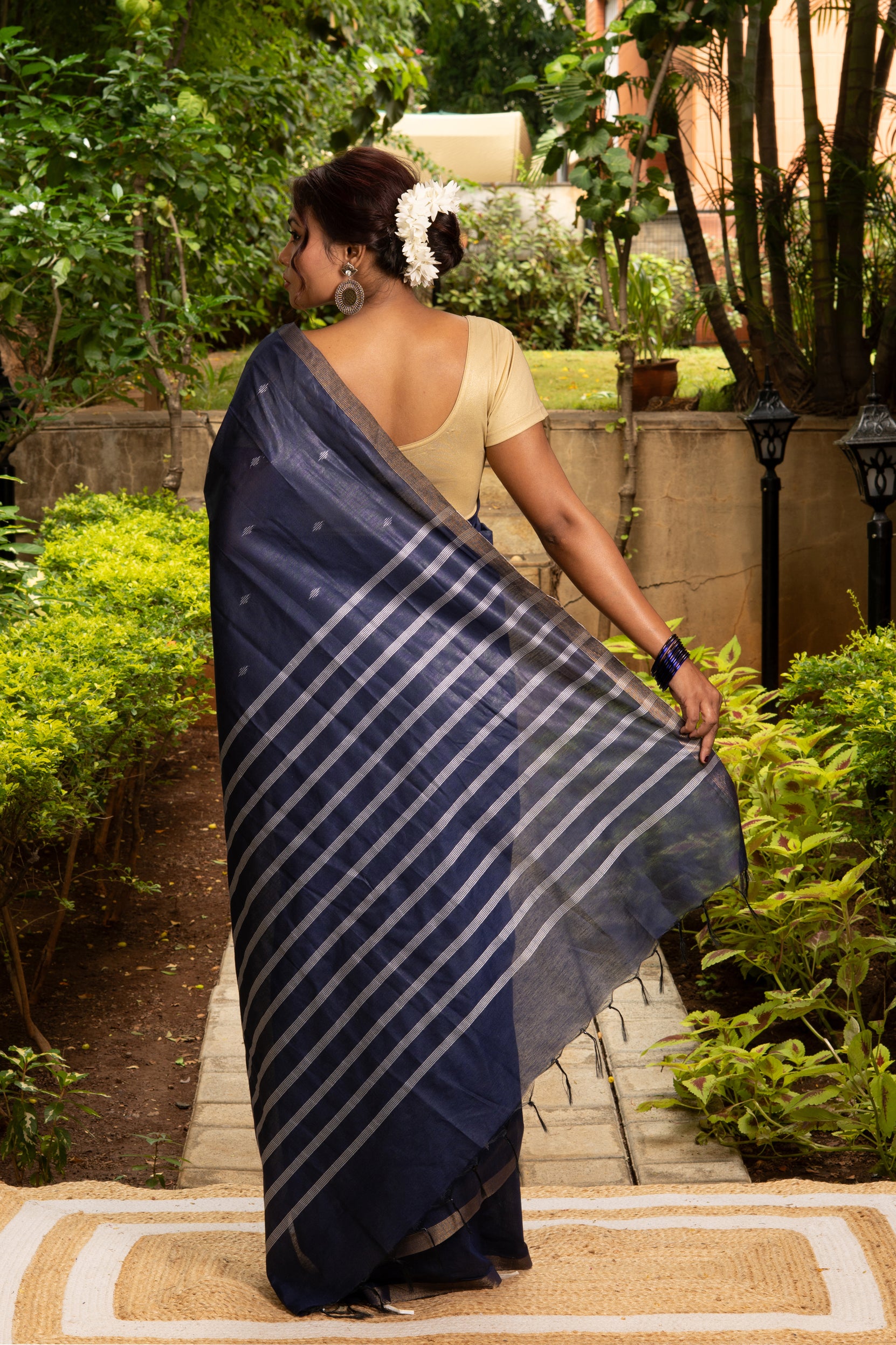 Midnight Blue Cotton Saree