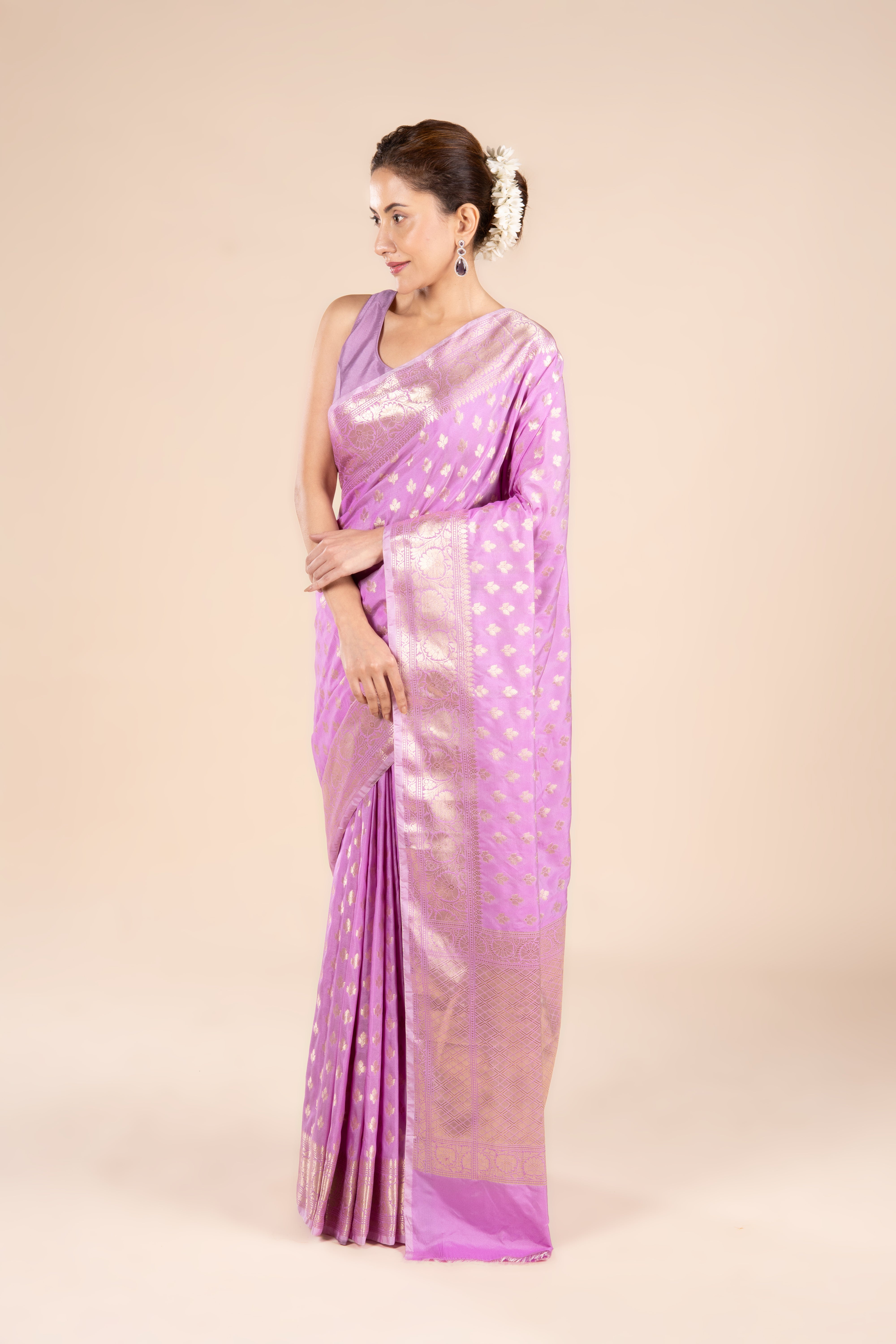 Pastel Purple Katan Silk Banarasi Saree