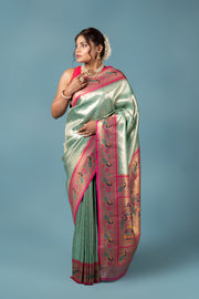 Pastel Green Tissue Silk Saree
