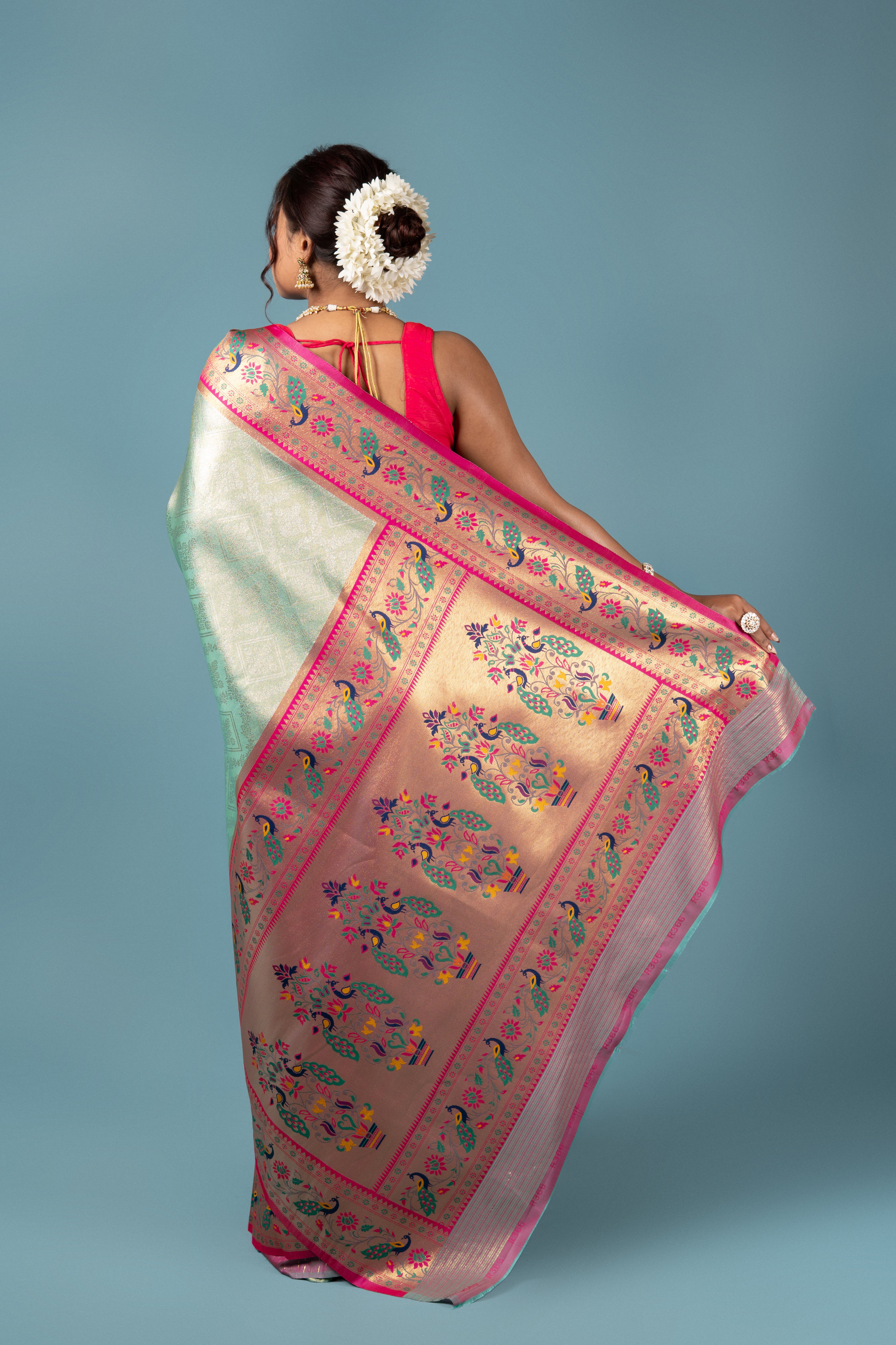 Pastel Green Tissue Silk Saree