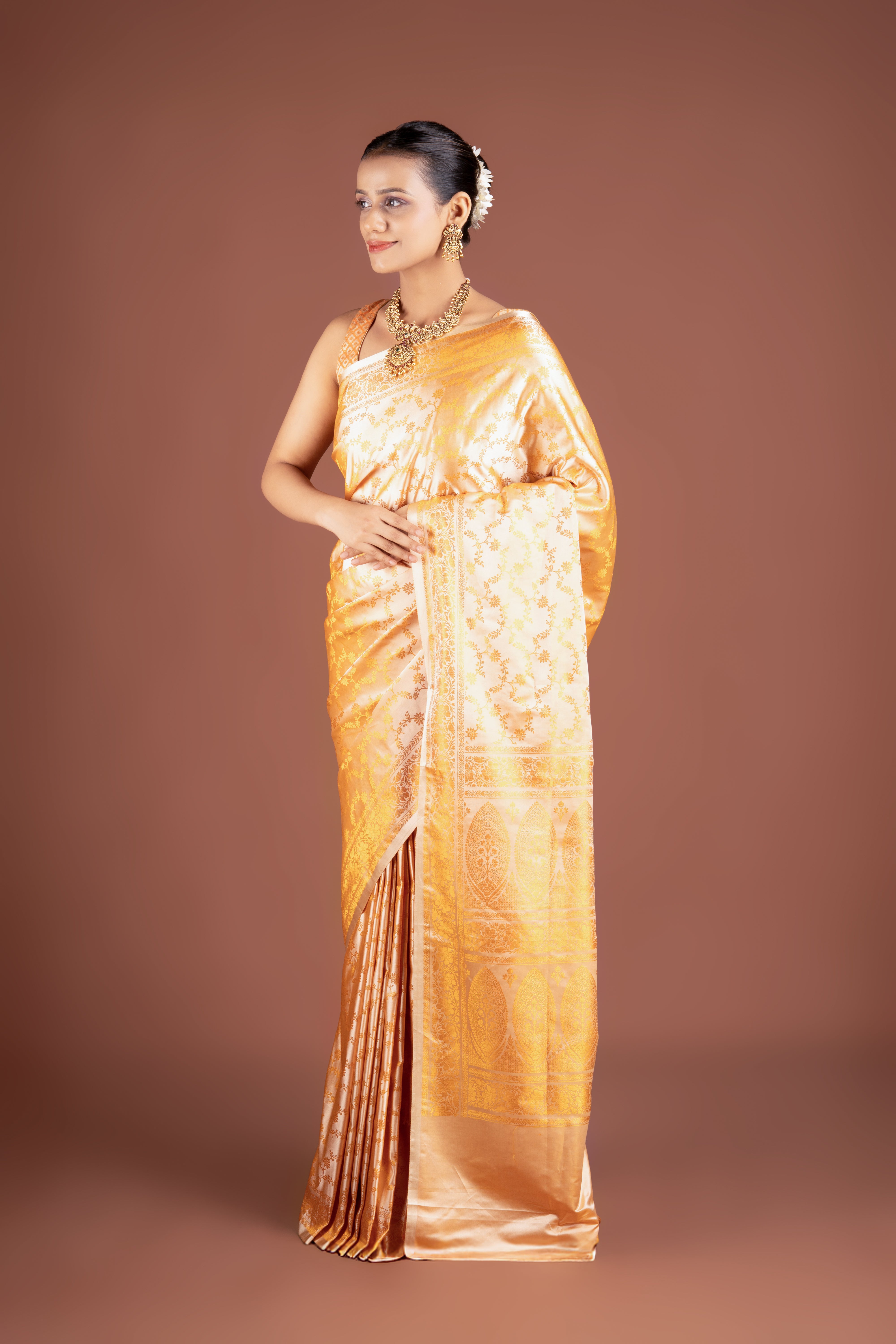 Orange Soft Silk Banarasi Saree