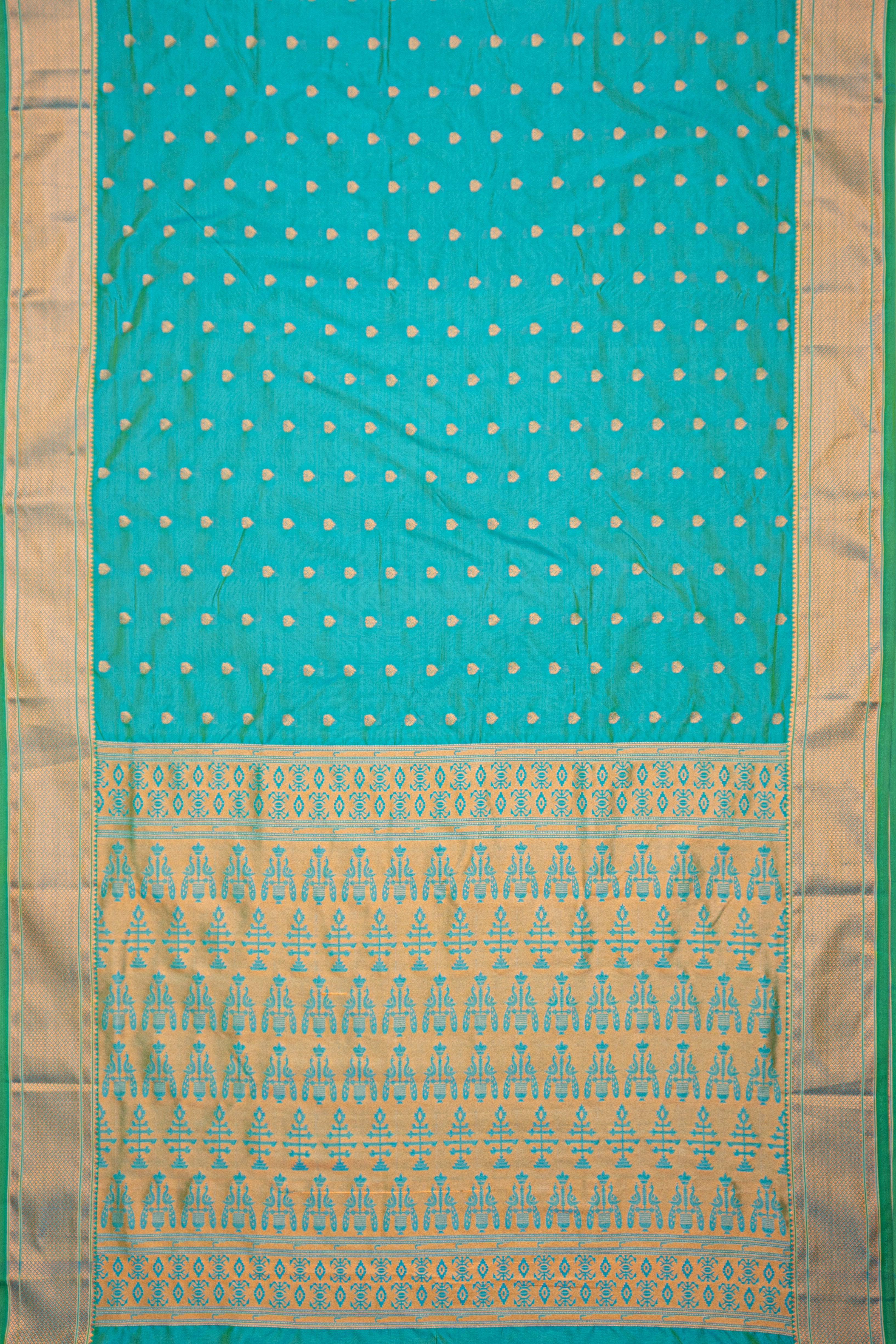 Turquoise Apurva Silk Paithani Saree with Chattai border
