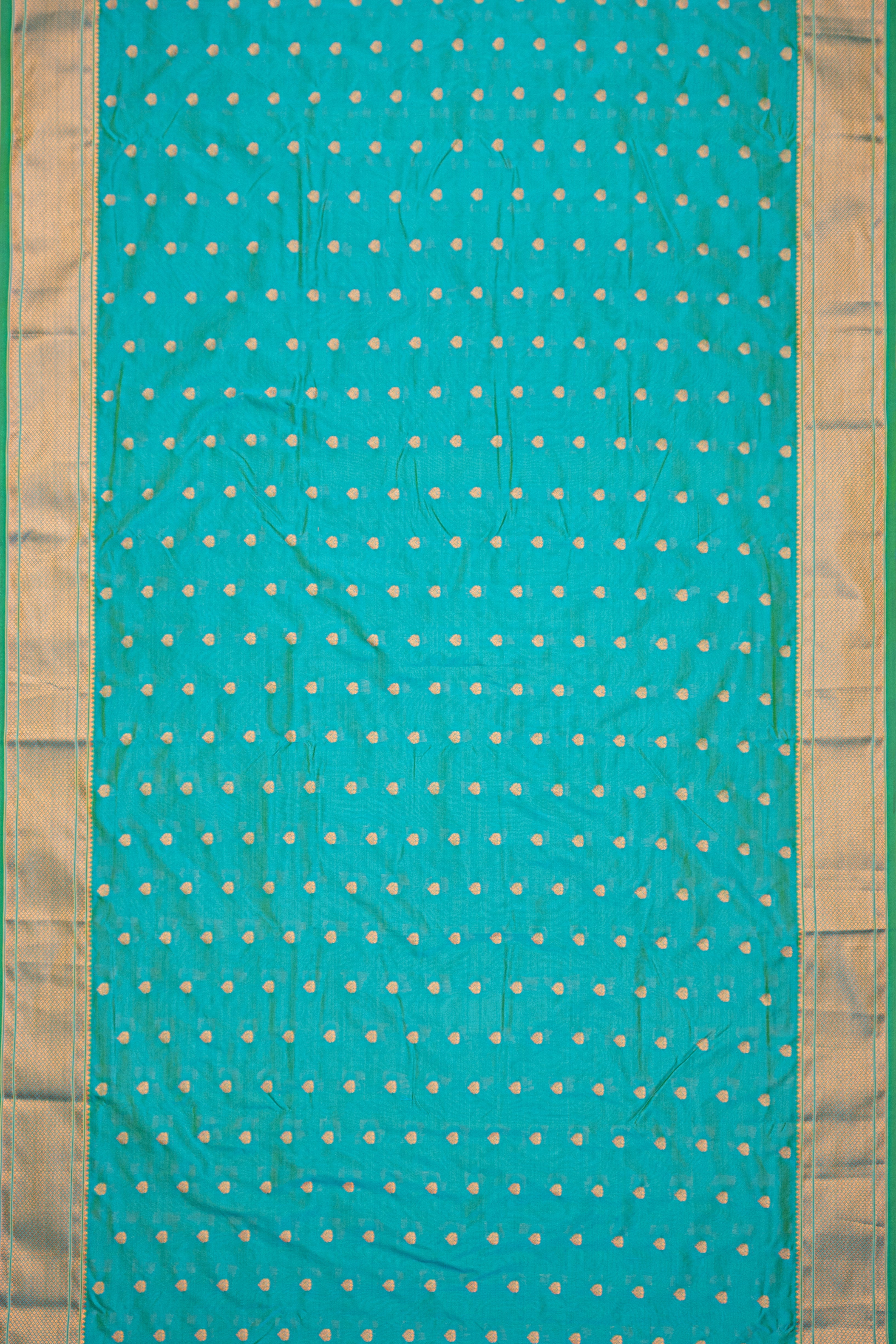 Turquoise Apurva Silk Paithani Saree with Chattai border