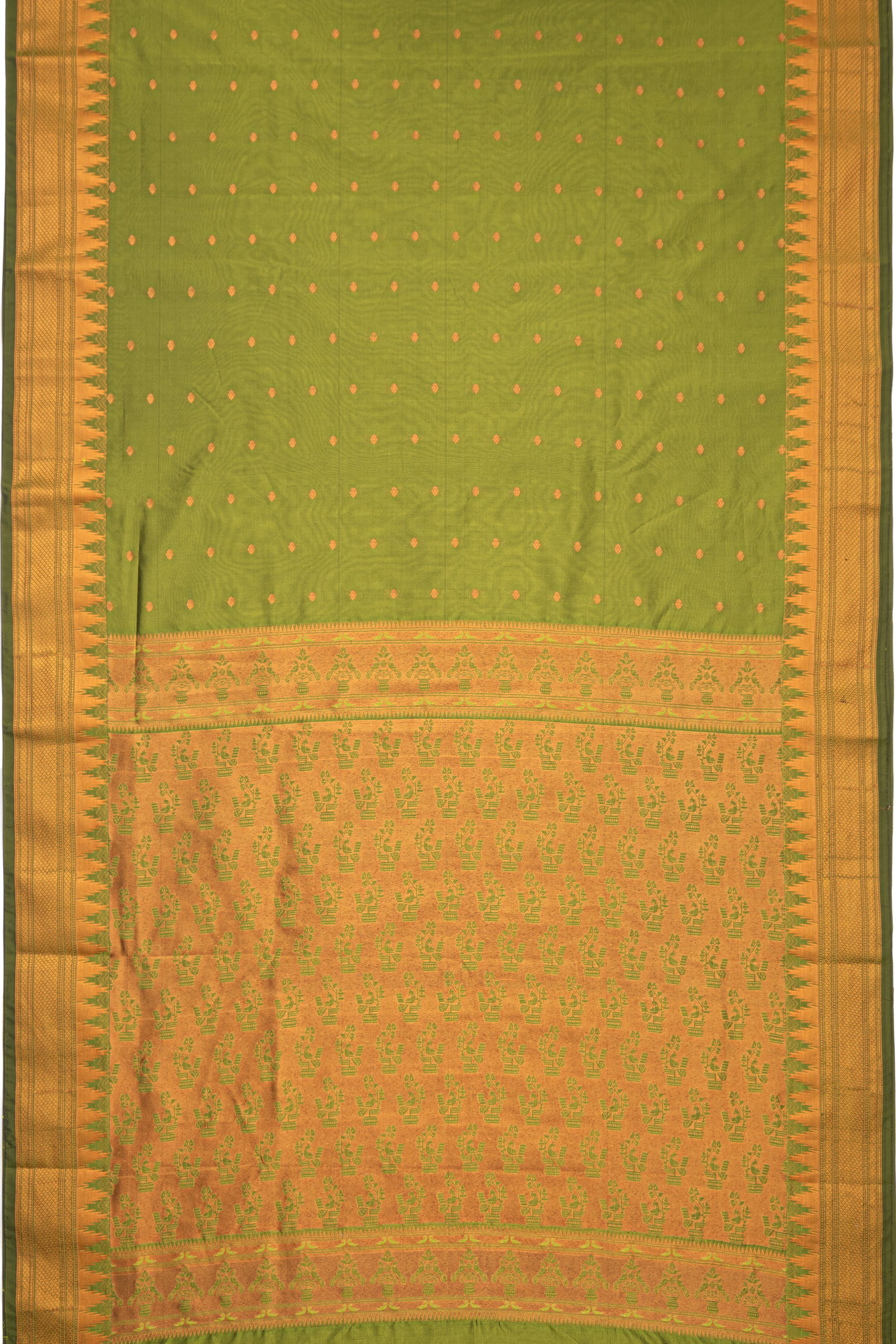 Henna Green Apurva Silk Paithani Saree with Chattai border