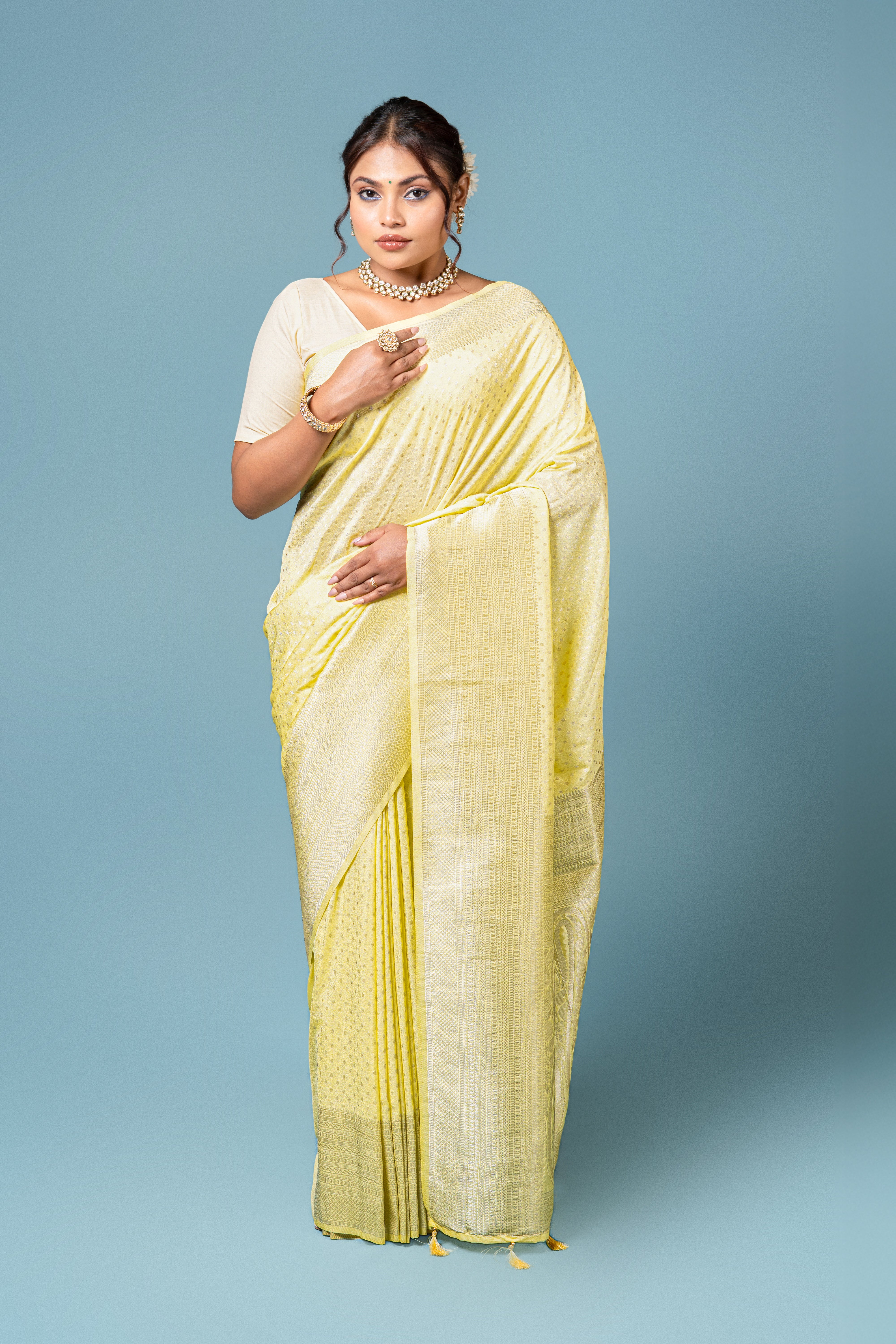 Pastel Yellow Georgette Saree