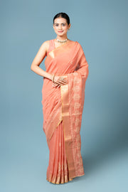 Rust Tussar Silk Saree