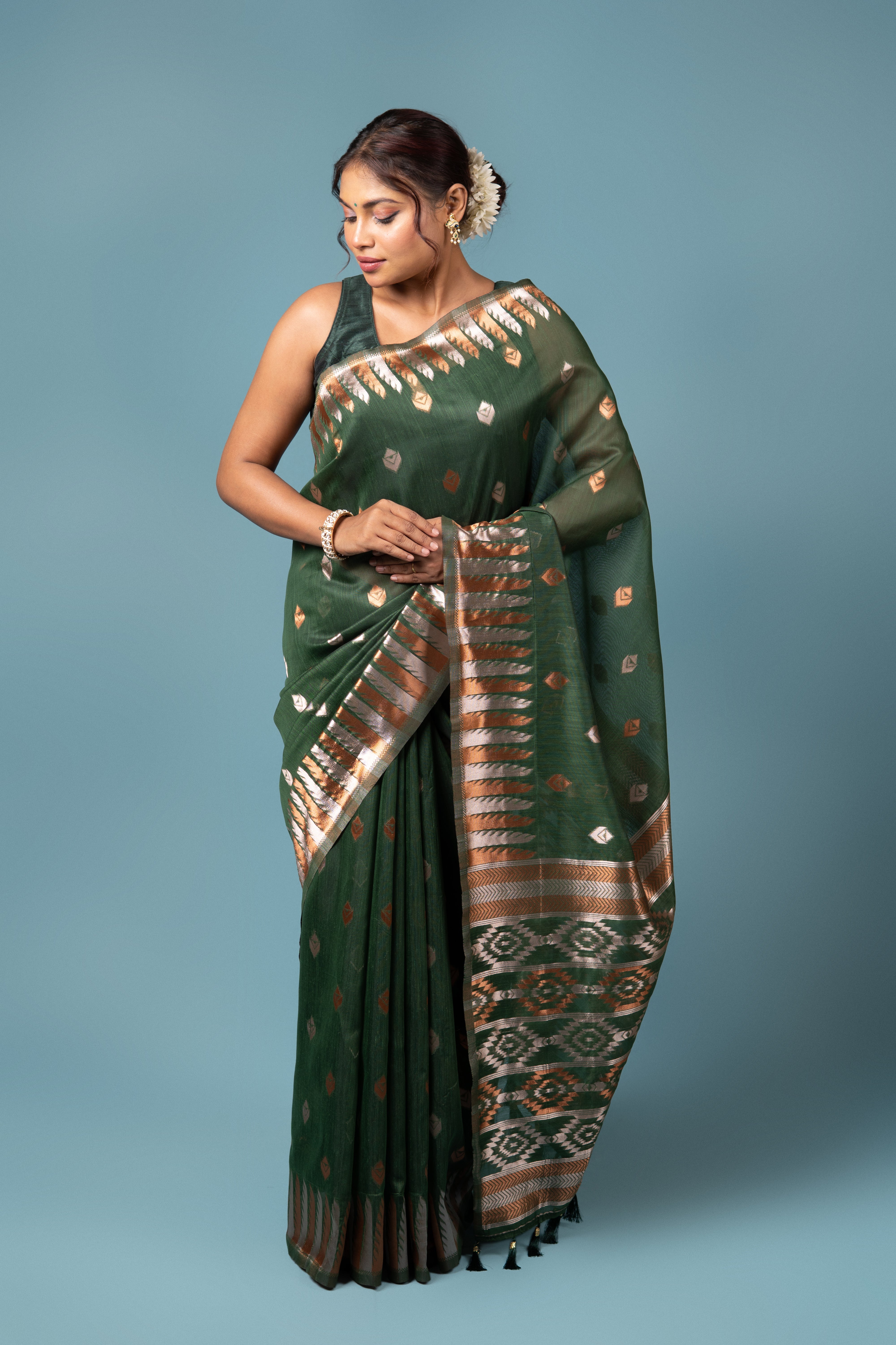 Green Cotton Saree