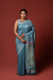Cream Tussar Silk Saree