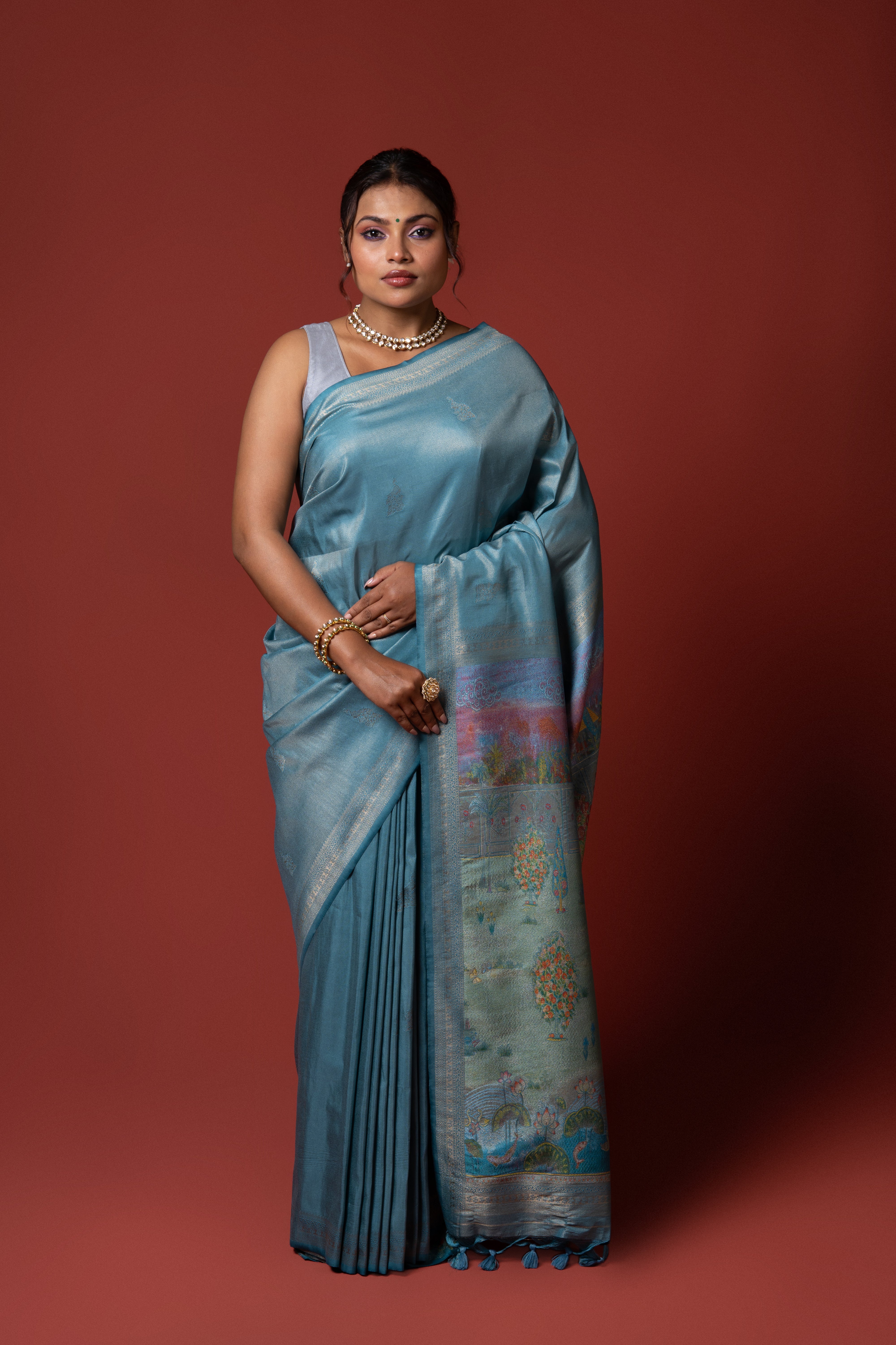 Cream Tussar Silk Saree
