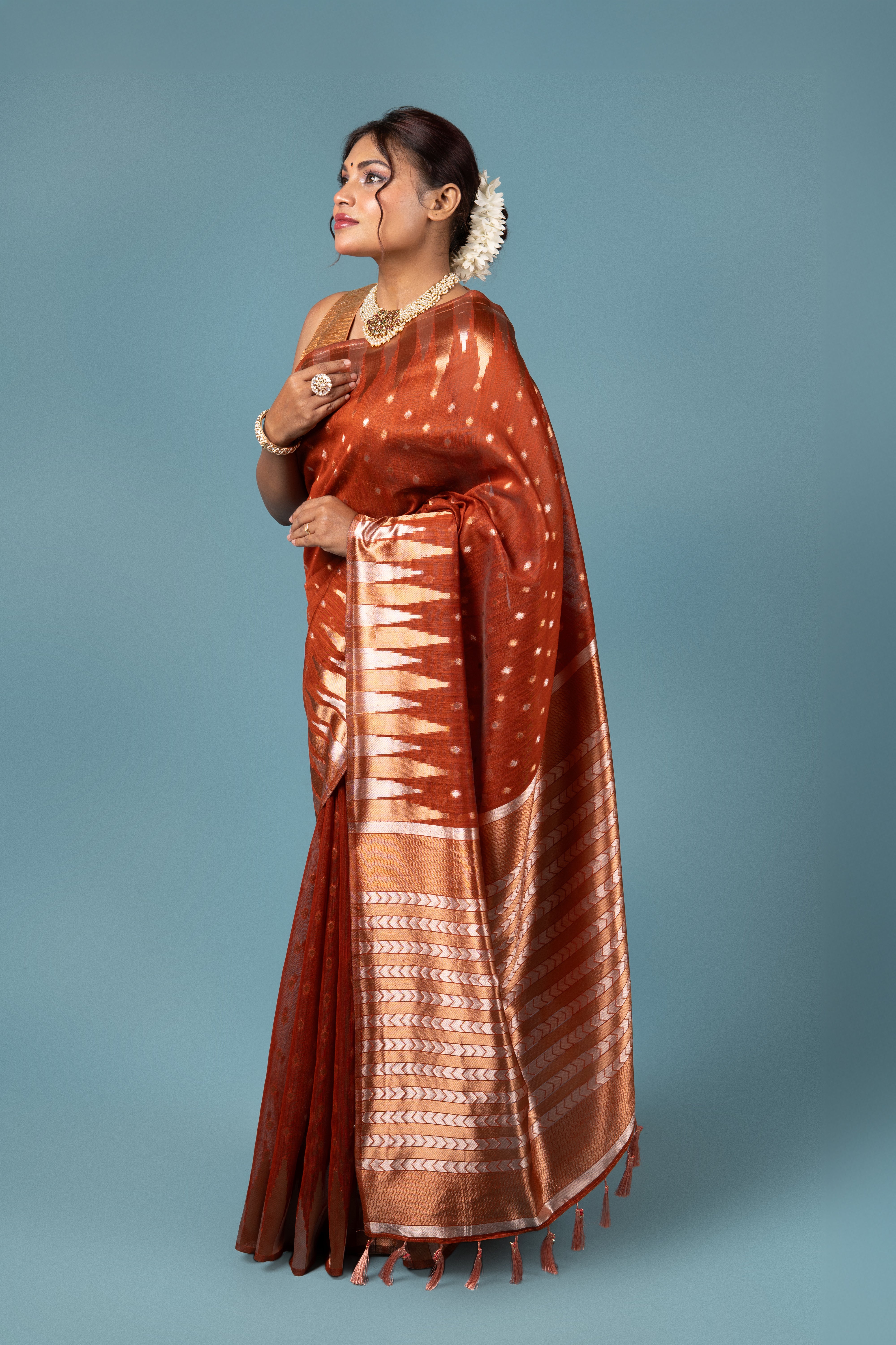 Rust Cotton Saree