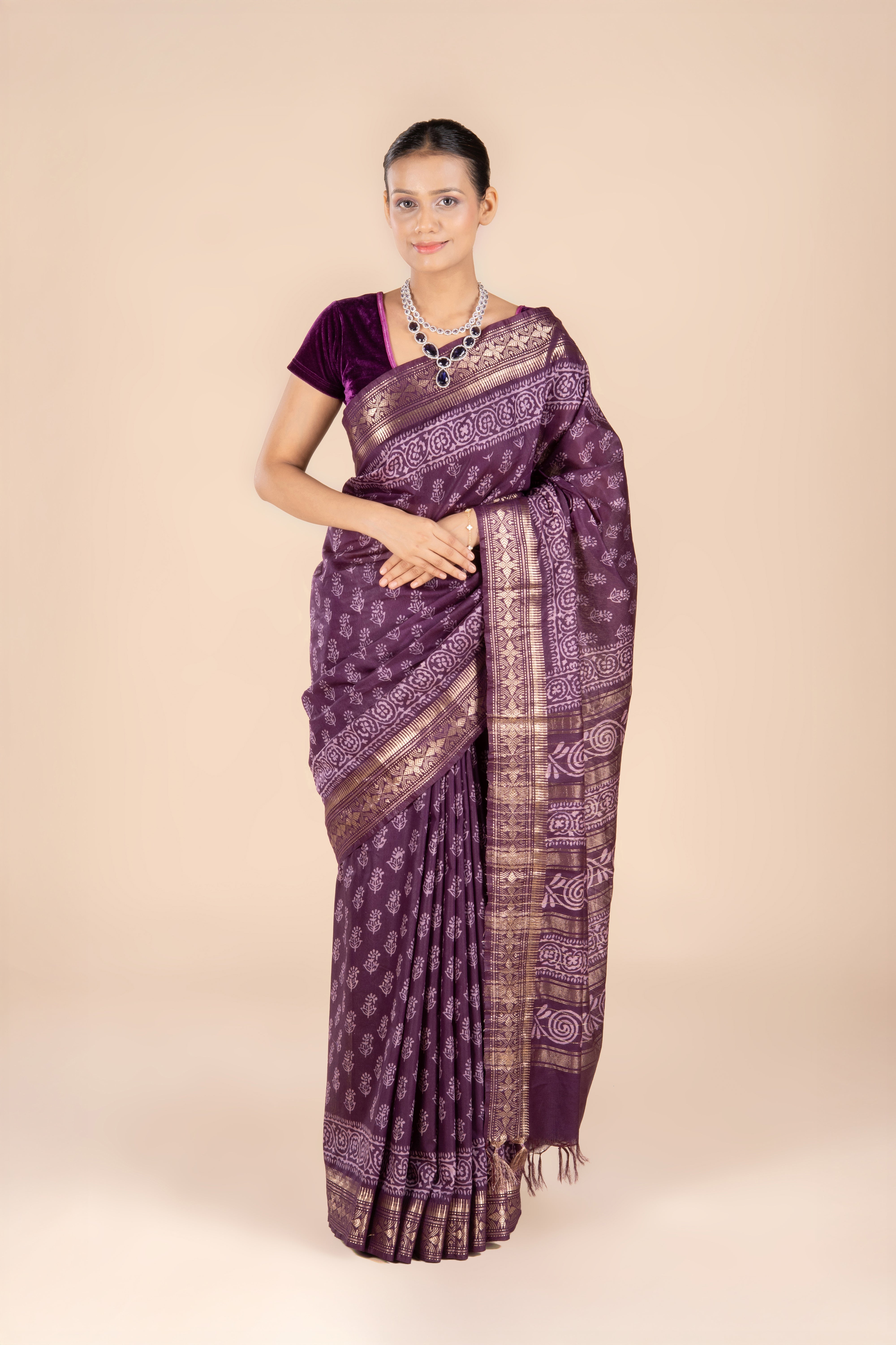 Purple Dupion Silk Saree