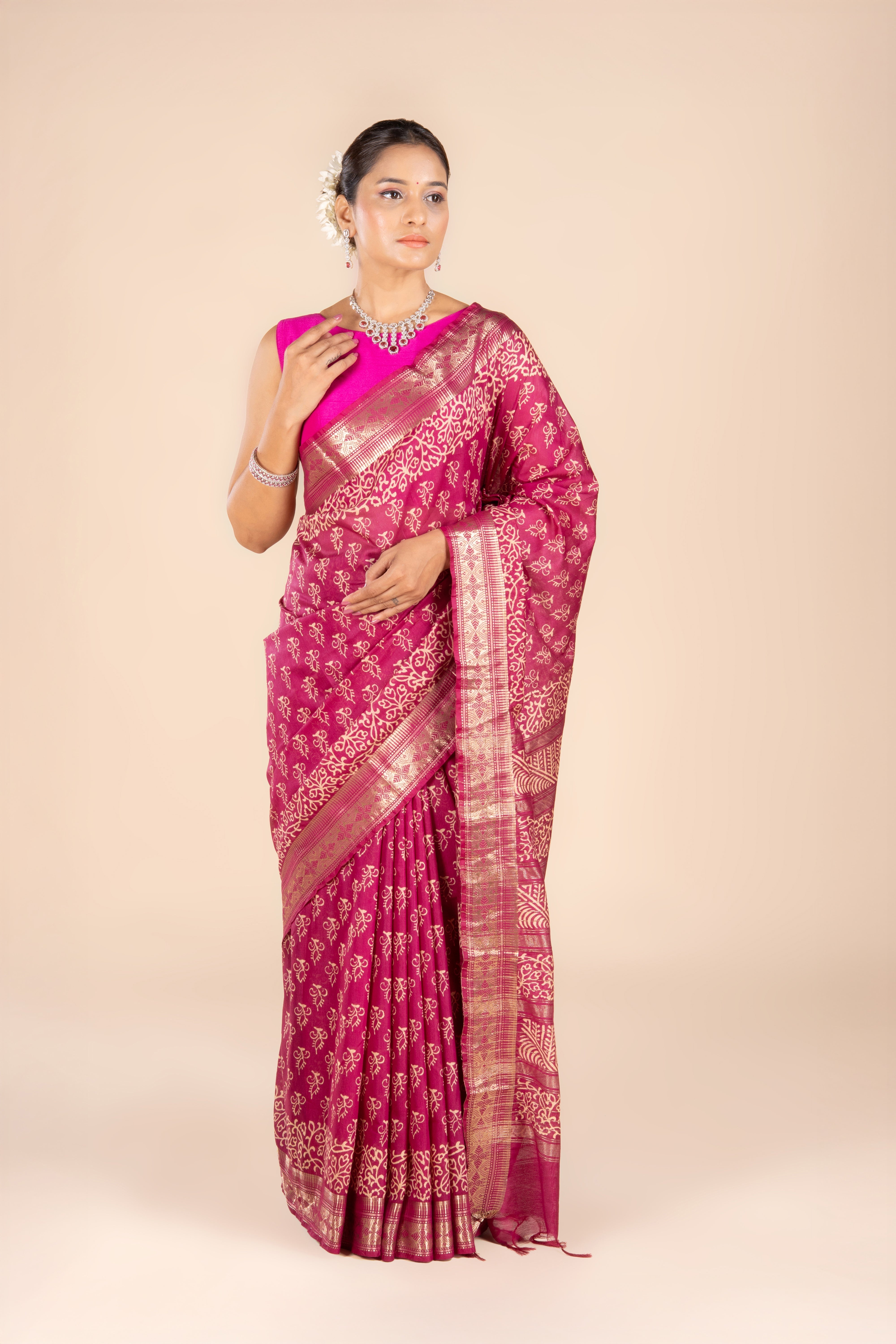 Maroon Dupion Silk Saree