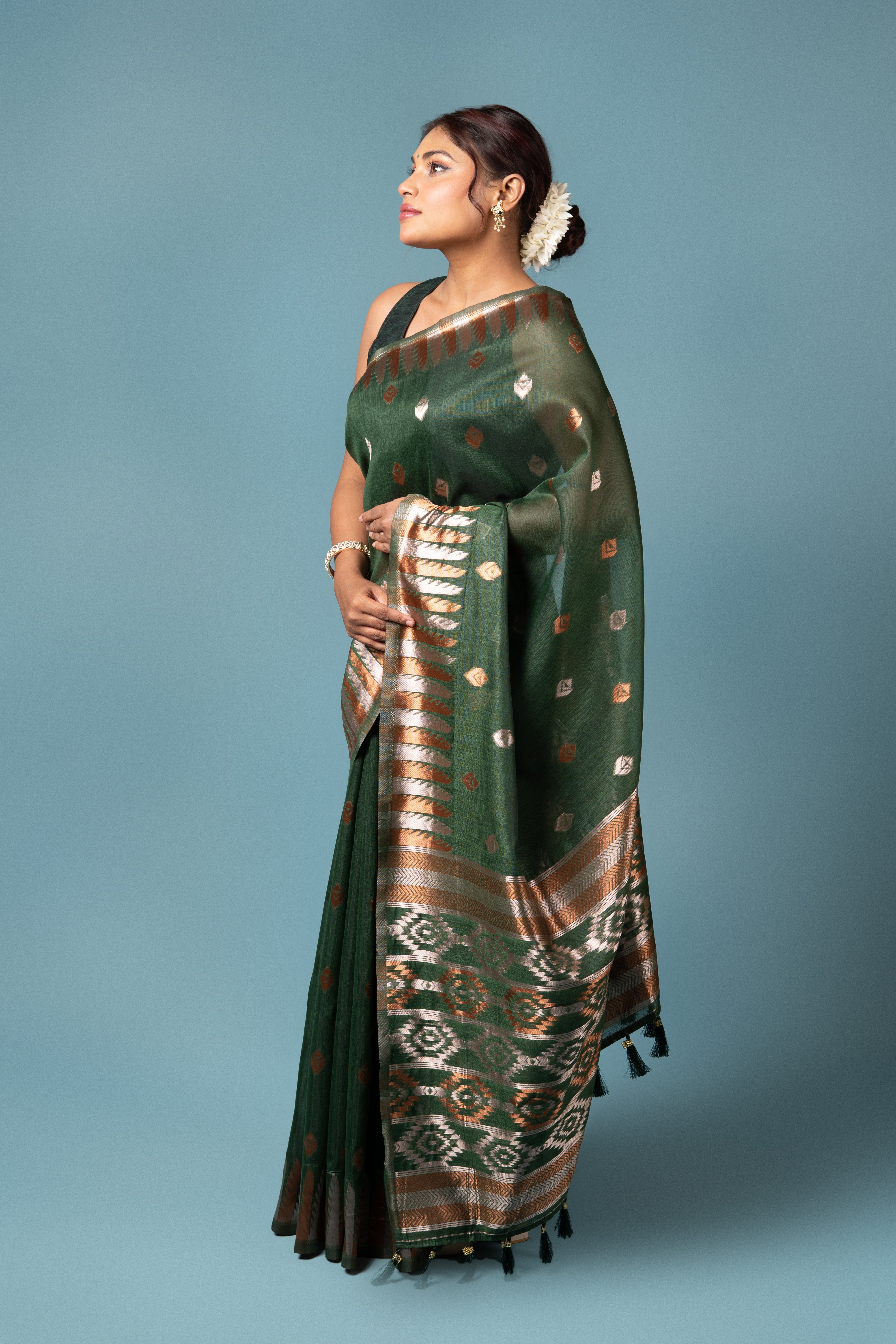 Green Cotton Saree
