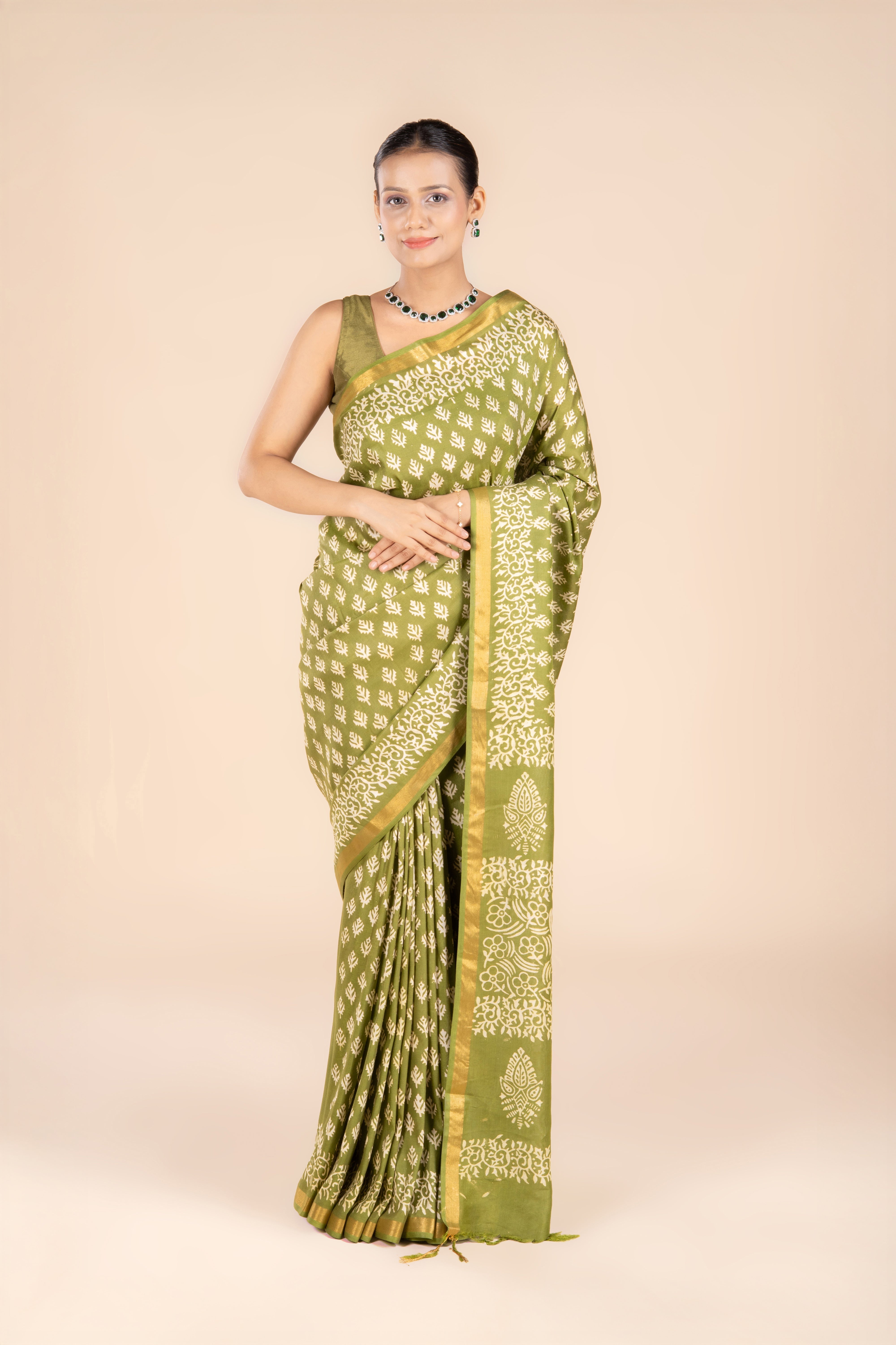 Green Dupion Silk Saree