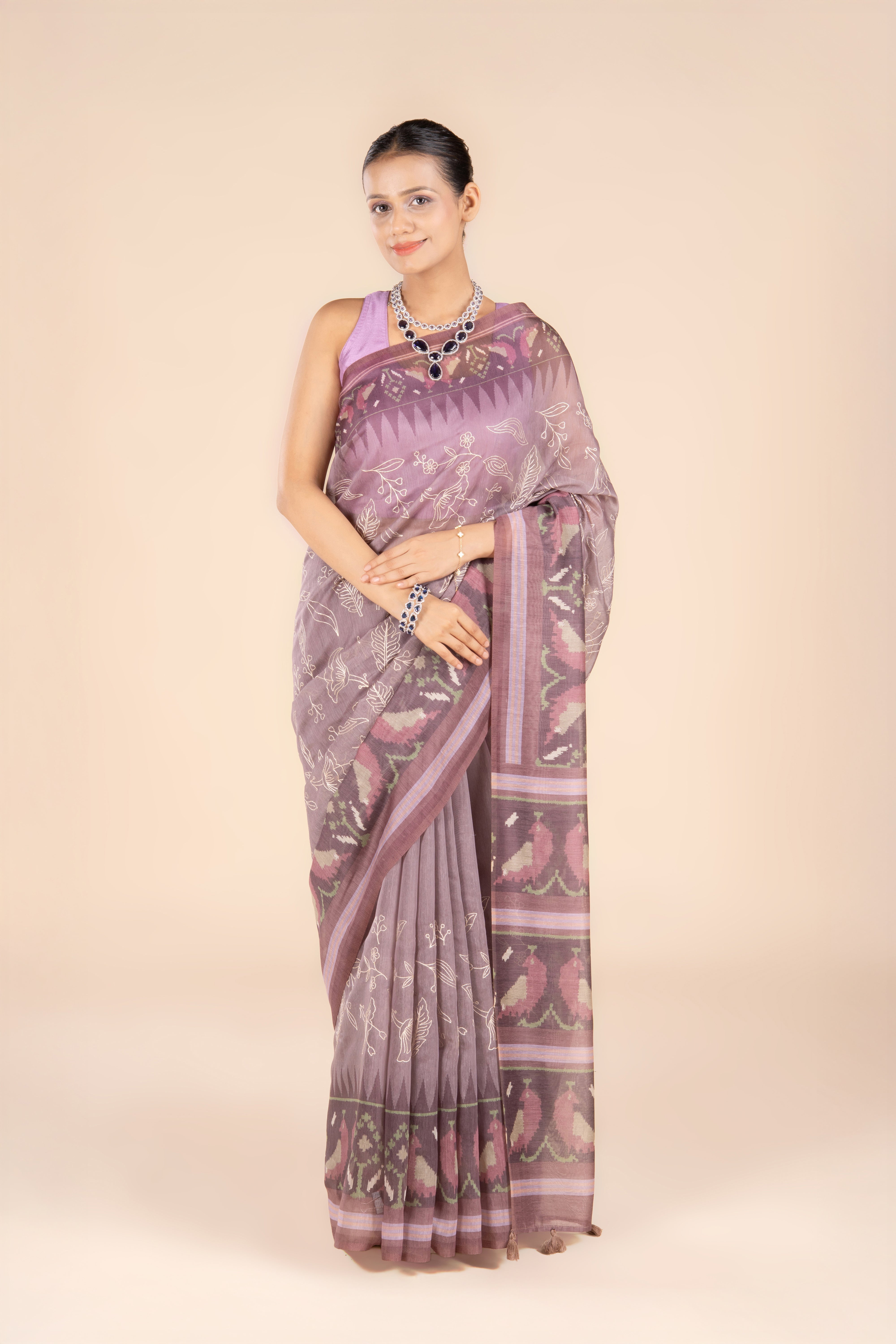 Pastel Purple Maheshwari Cotton Saree