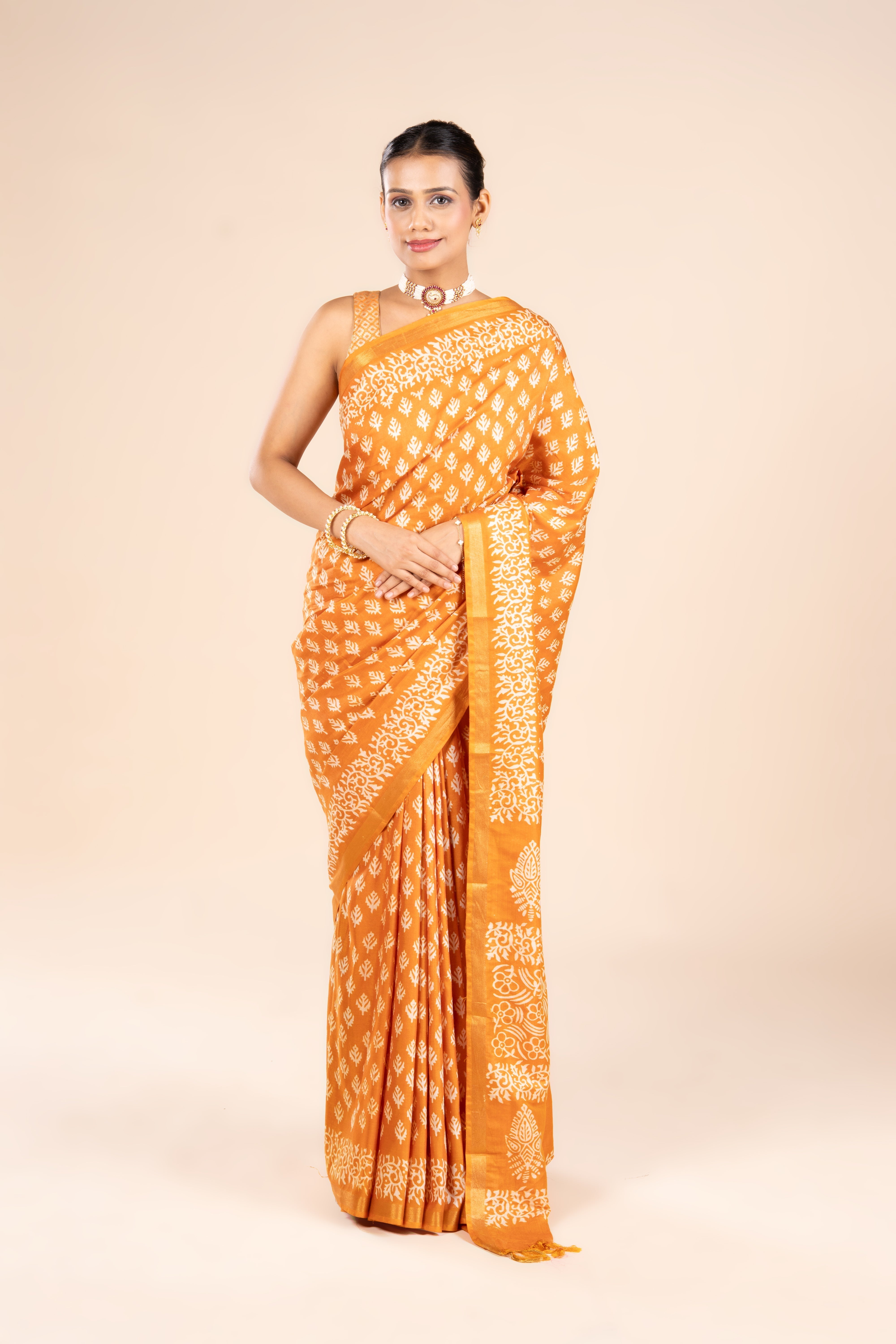Yellow Dupion Silk Saree