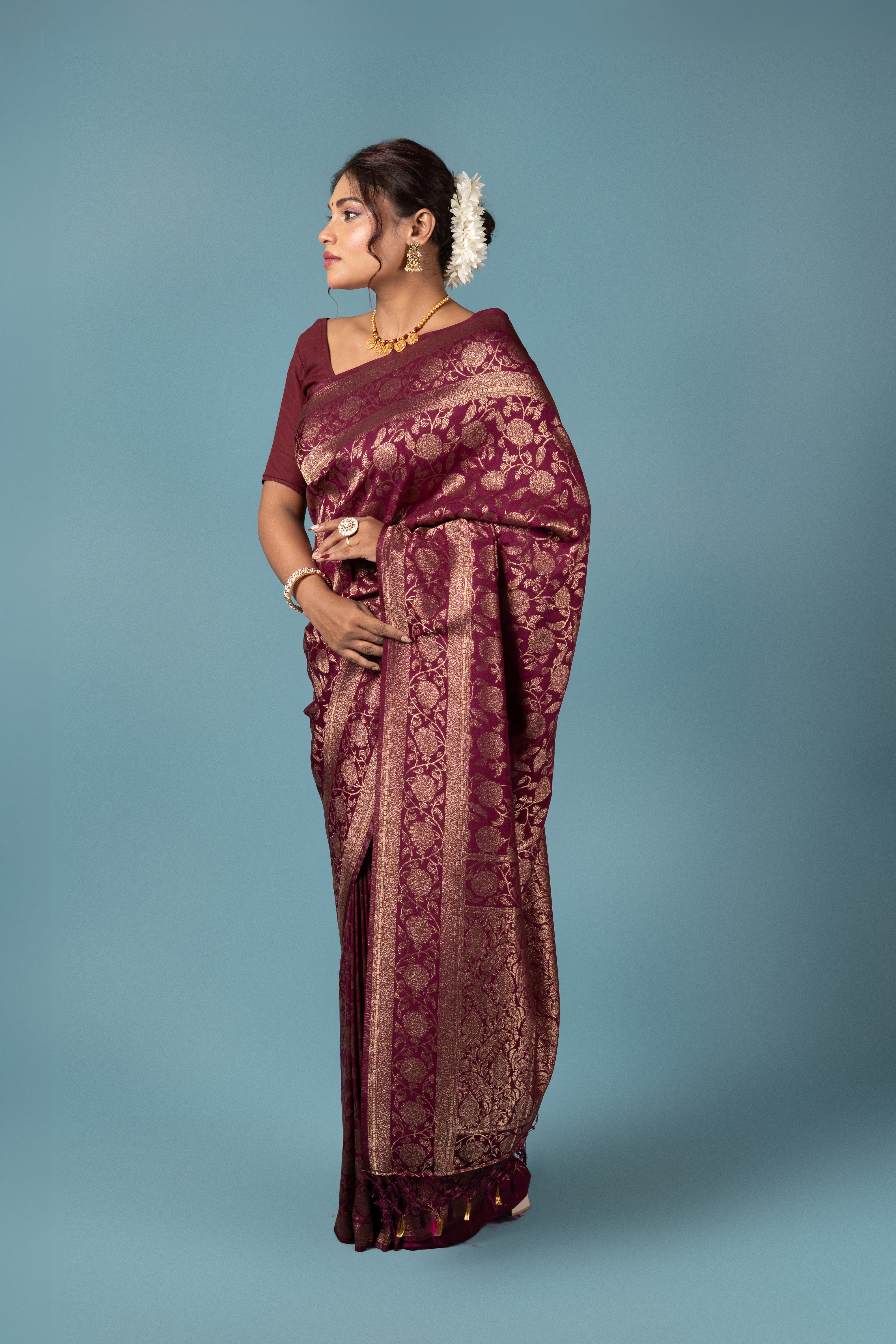 Maroon Georgette Saree