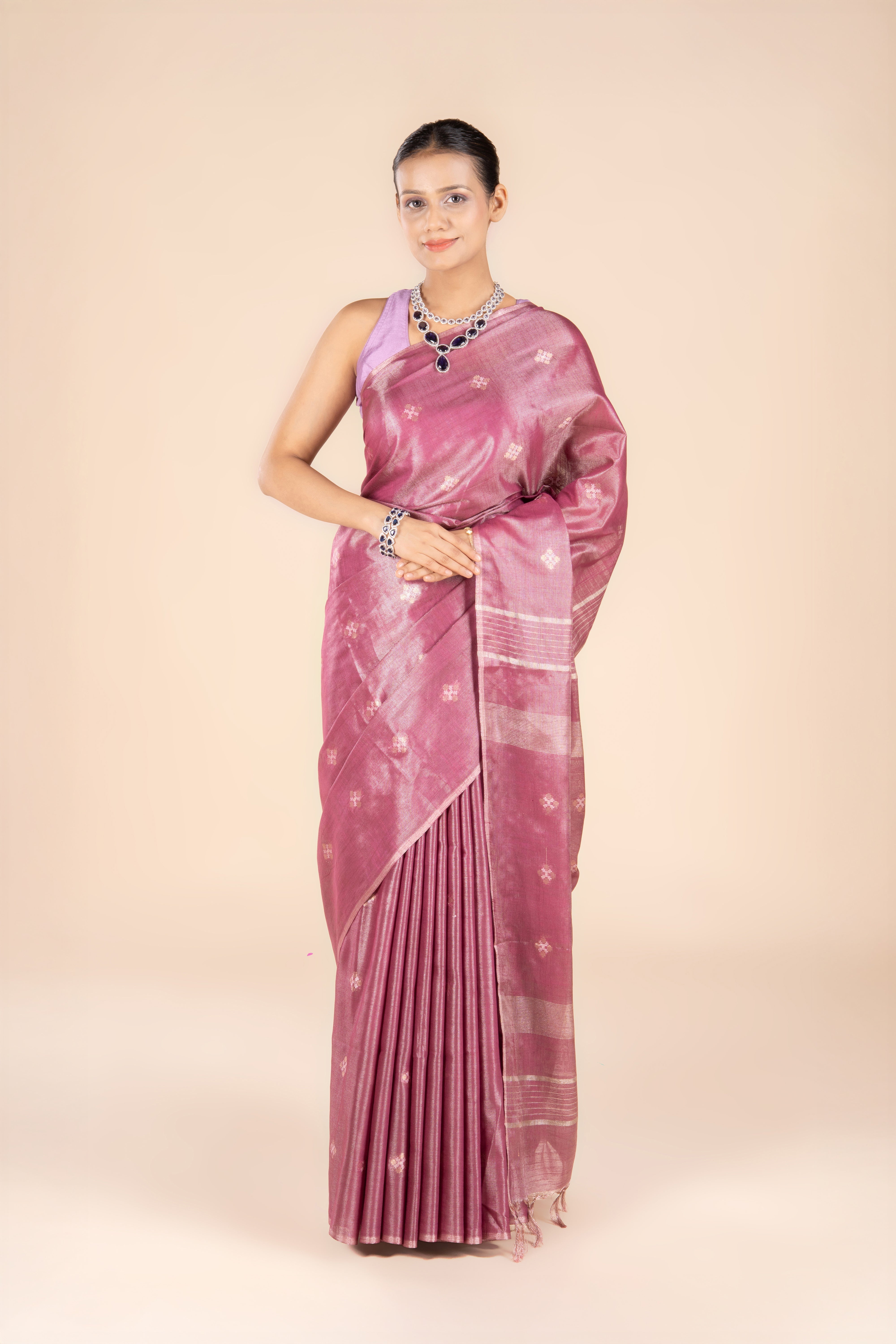 Wine Tussar Silk Saree