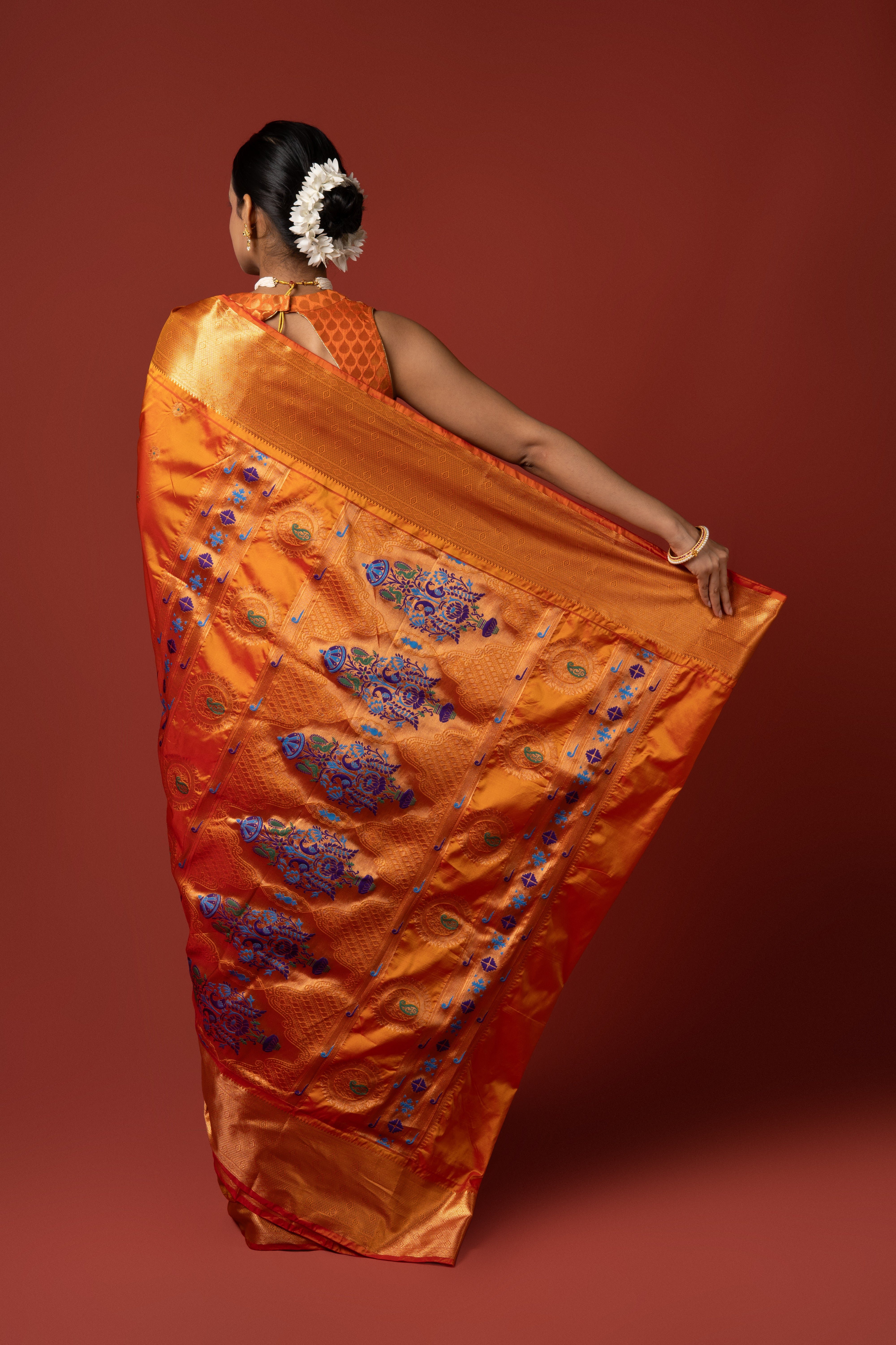 Orange Apurva Silk Paithani Saree