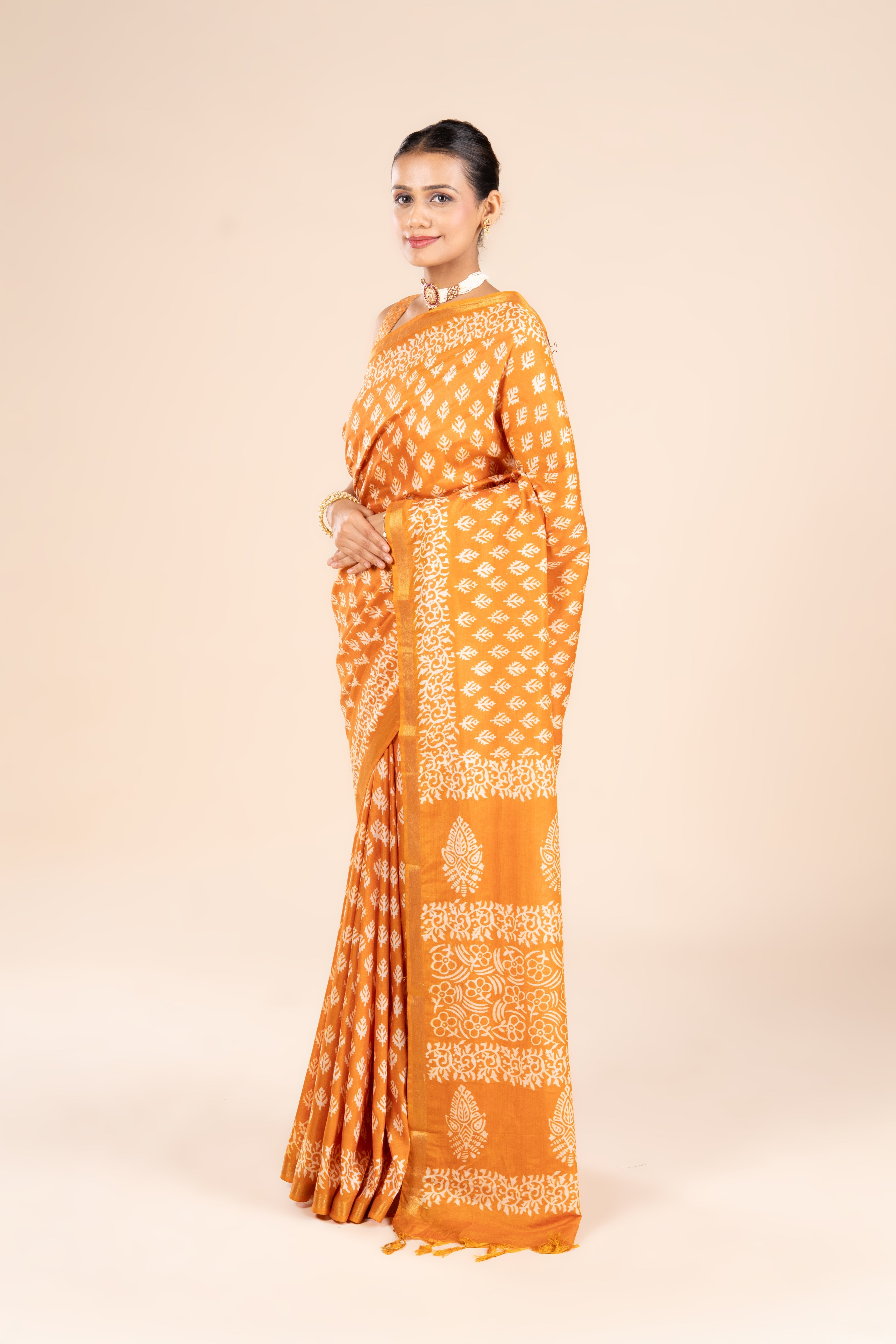 Yellow Dupion Silk Saree