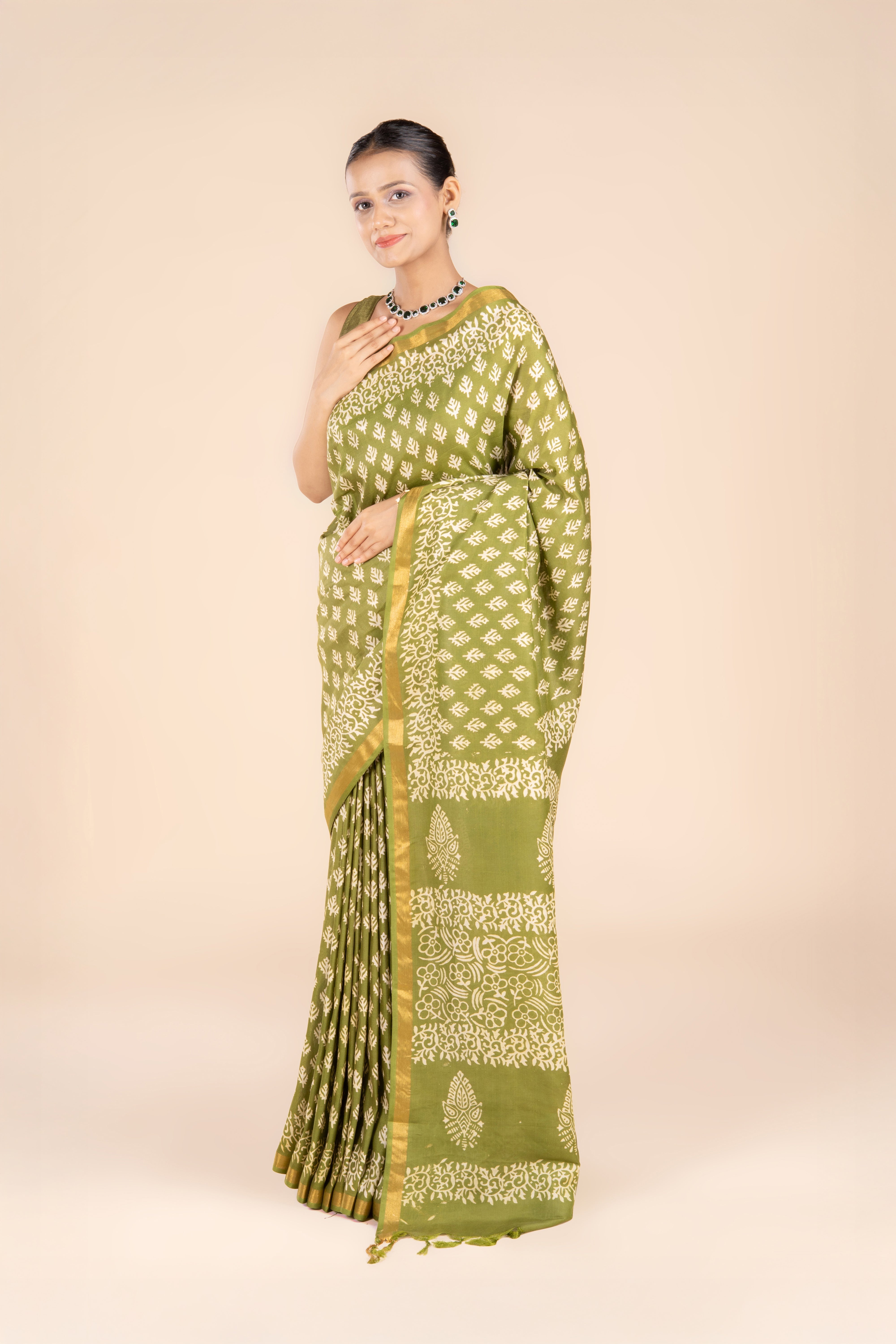 Green Dupion Silk Saree