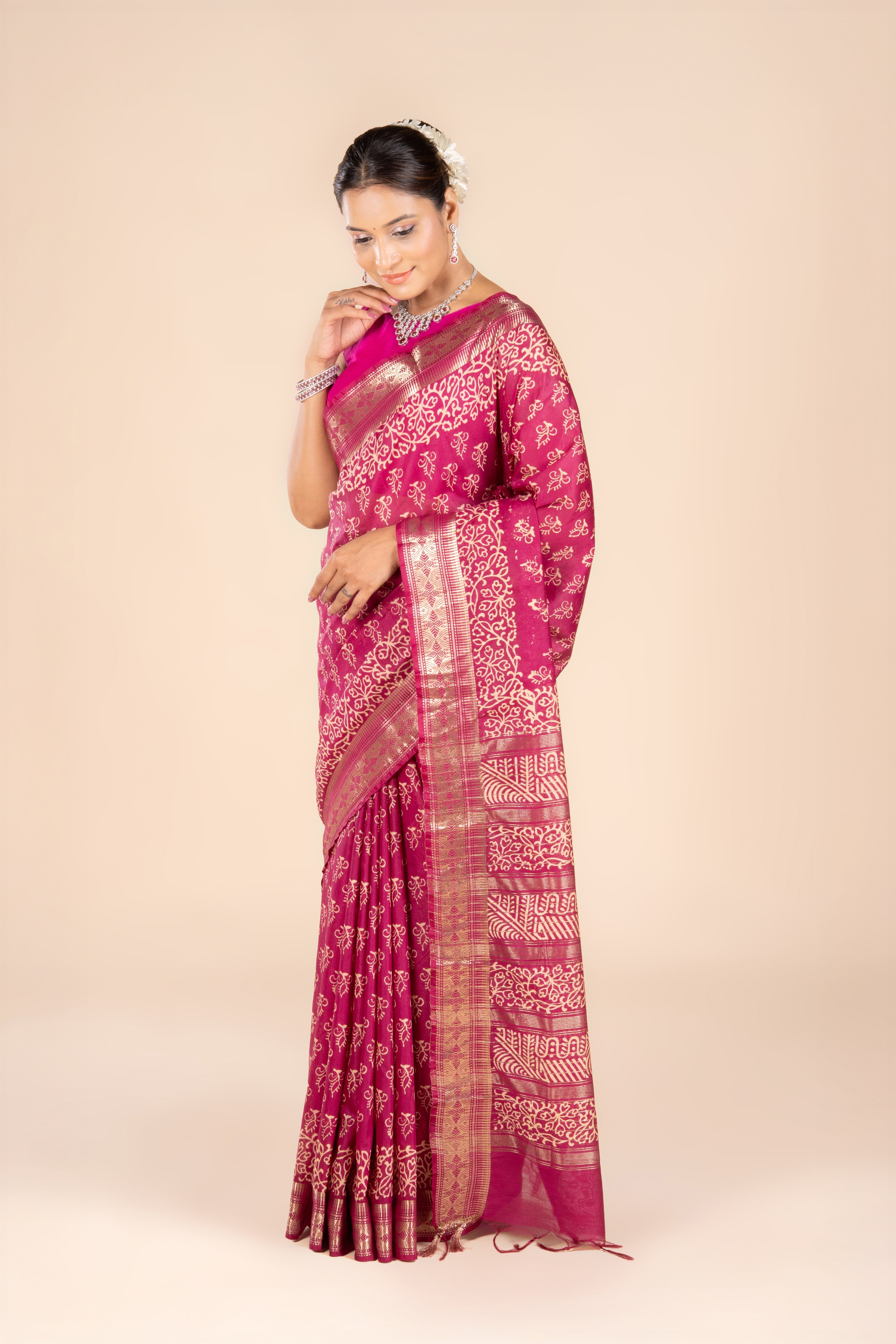 Maroon Dupion Silk Saree