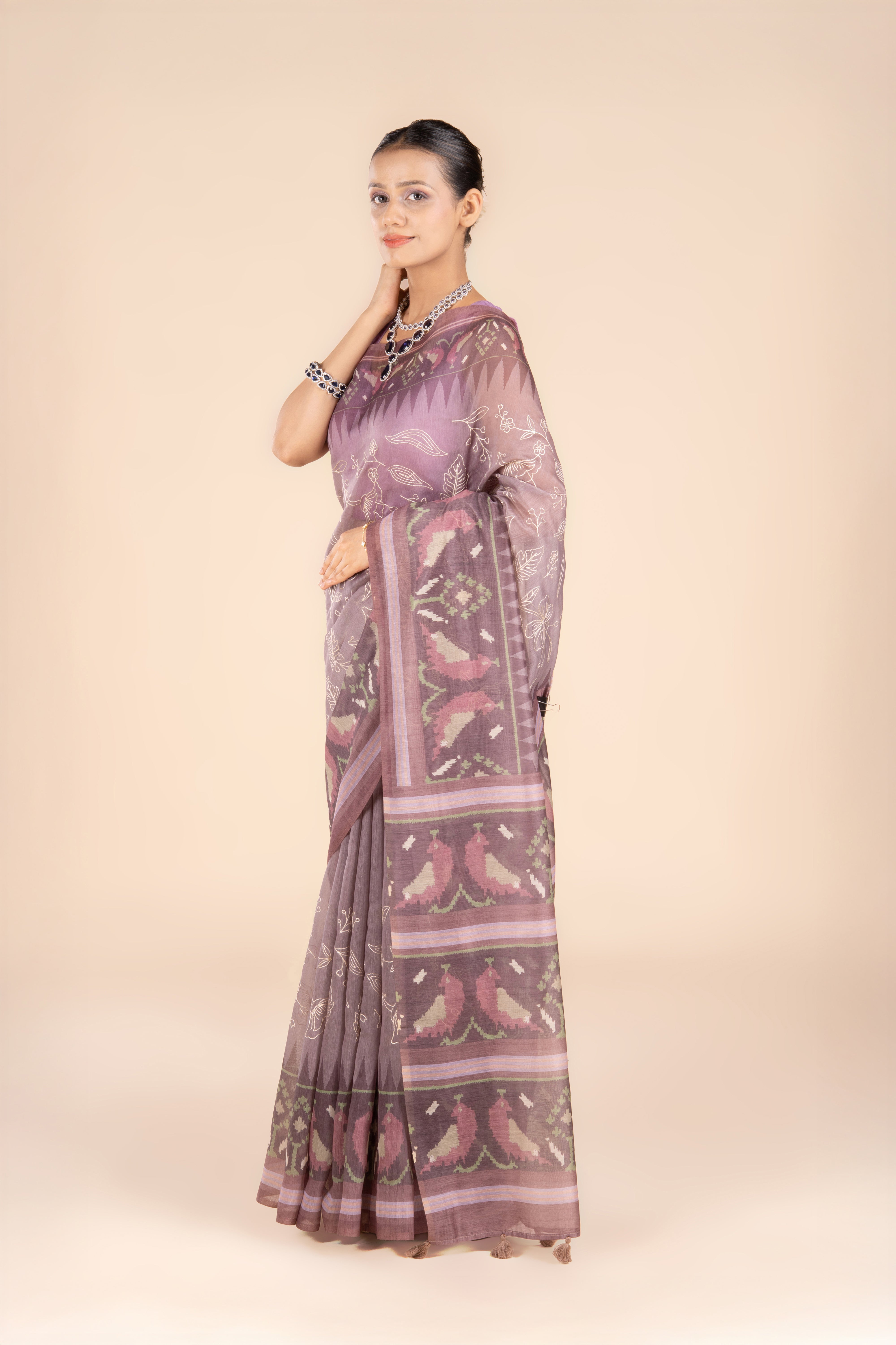 Pastel Purple Maheshwari Cotton Saree