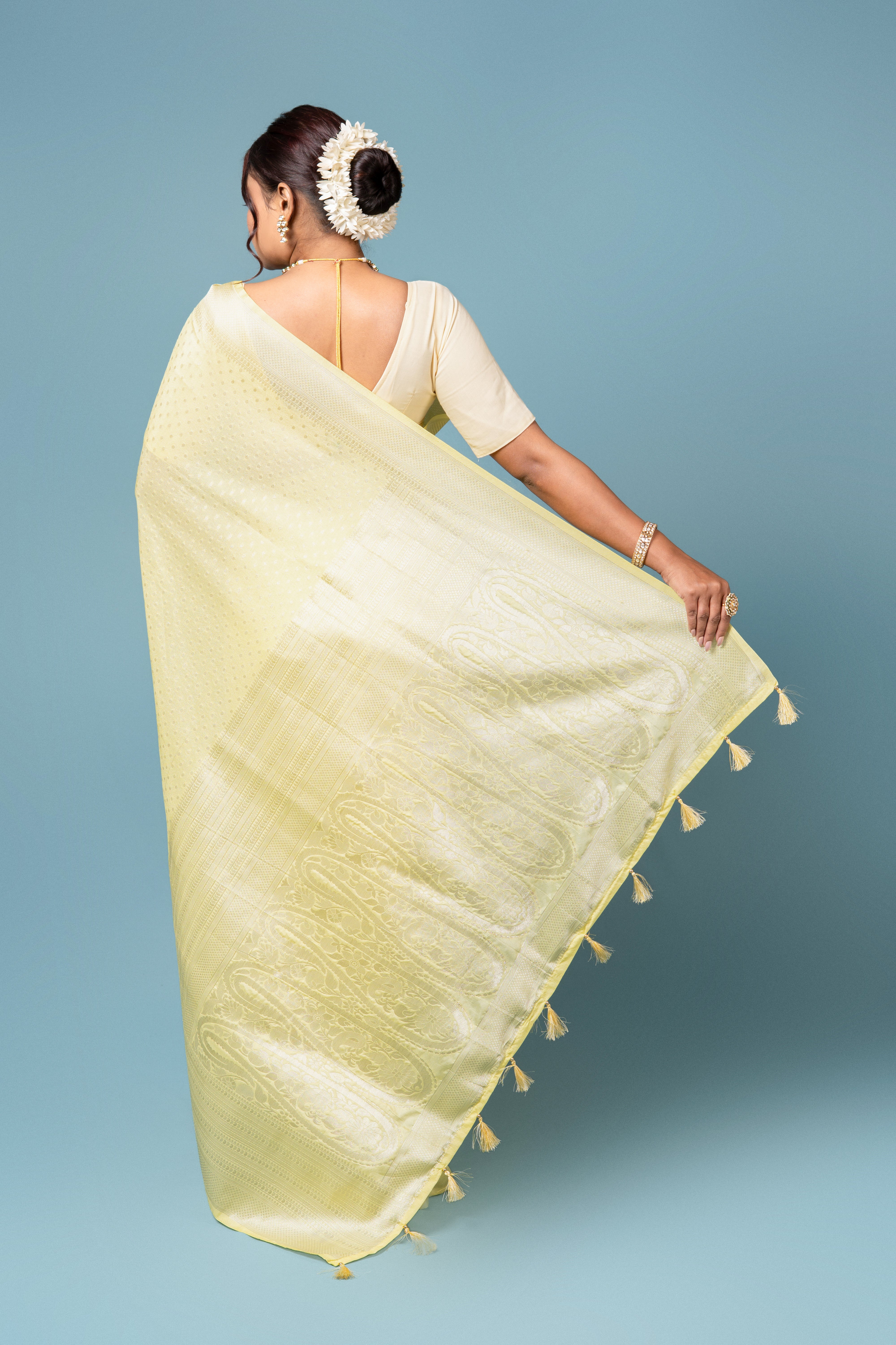 Pastel Yellow Georgette Saree