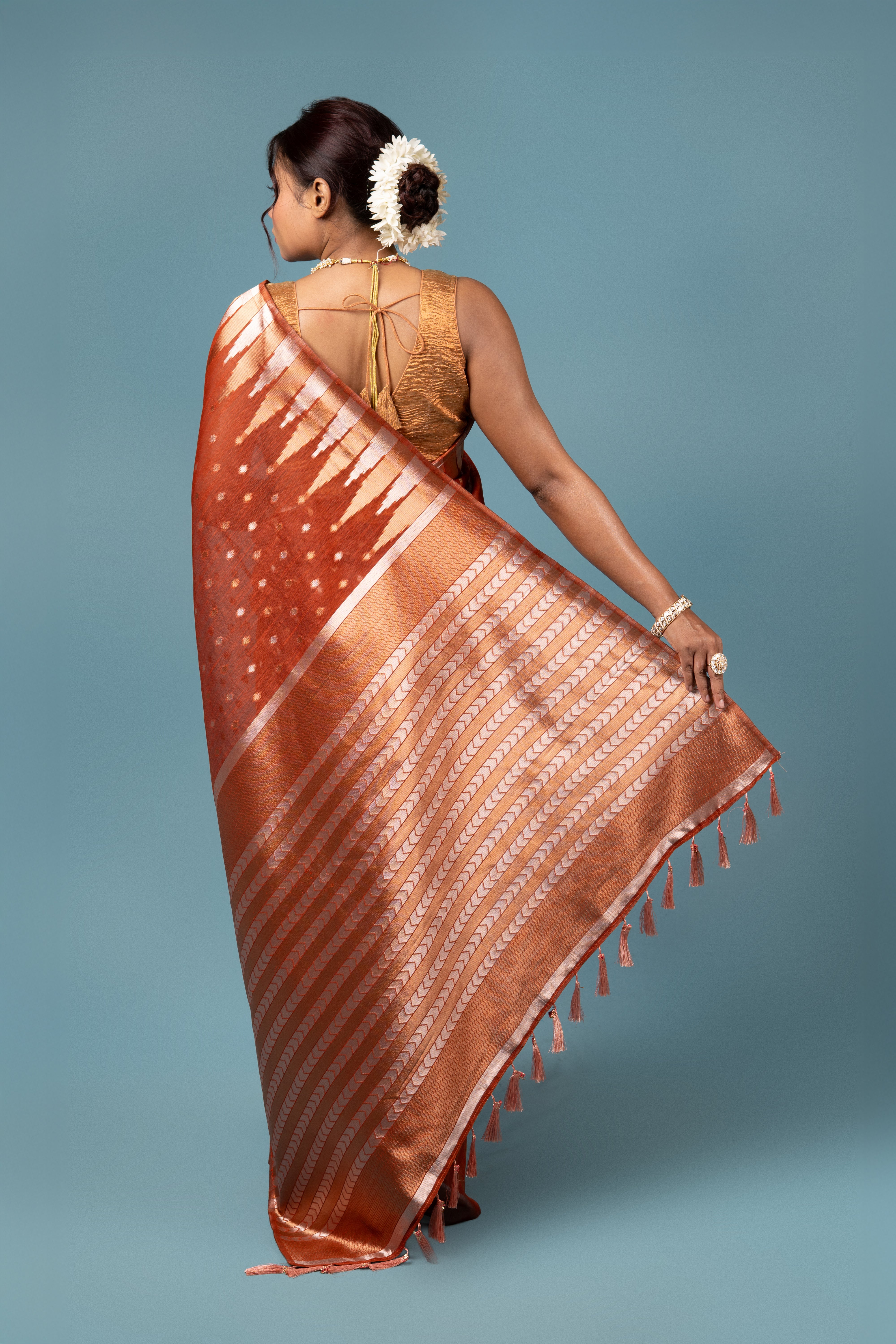 Rust Cotton Saree