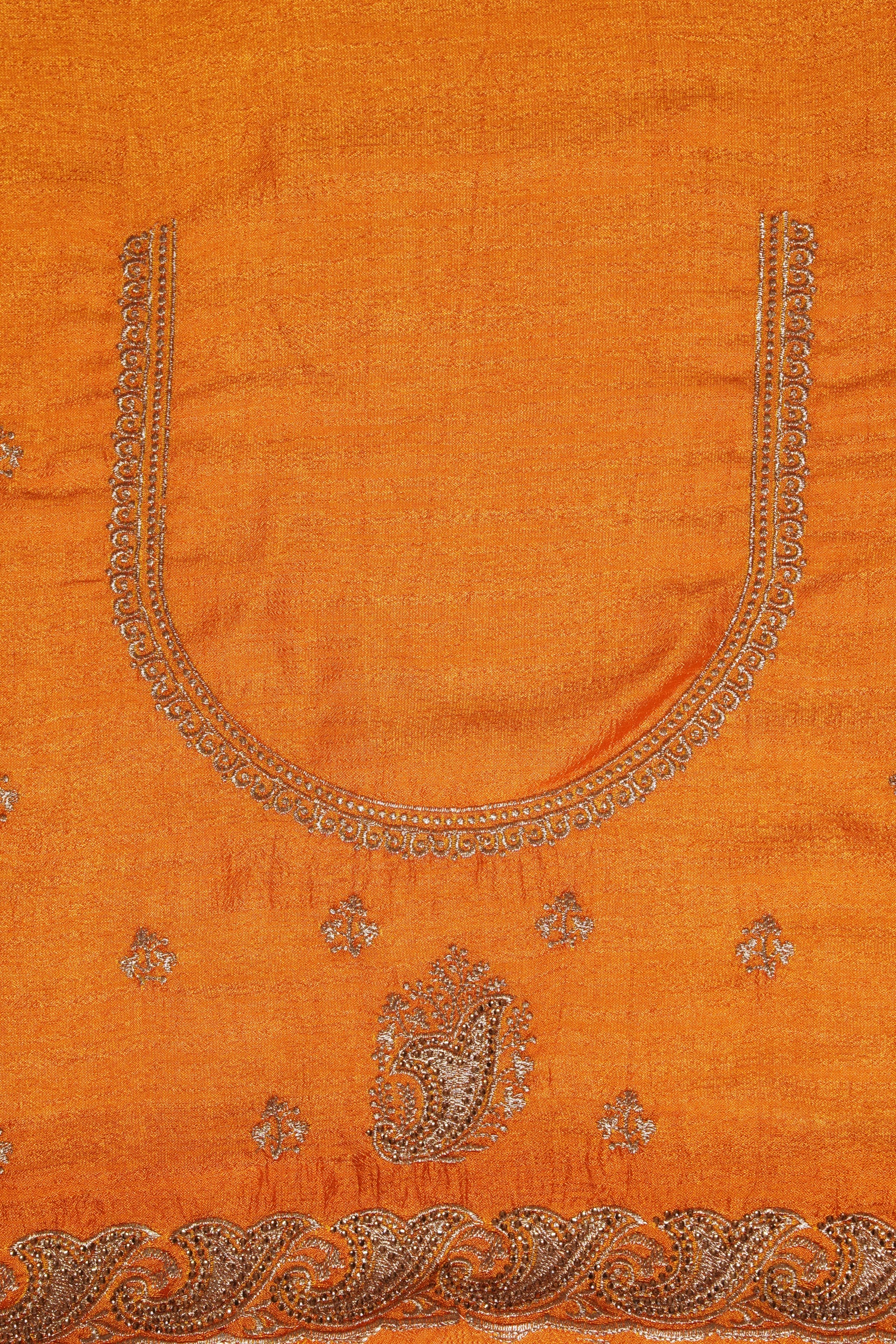 Mustard Yellow Jute Silk Saree with Stonework