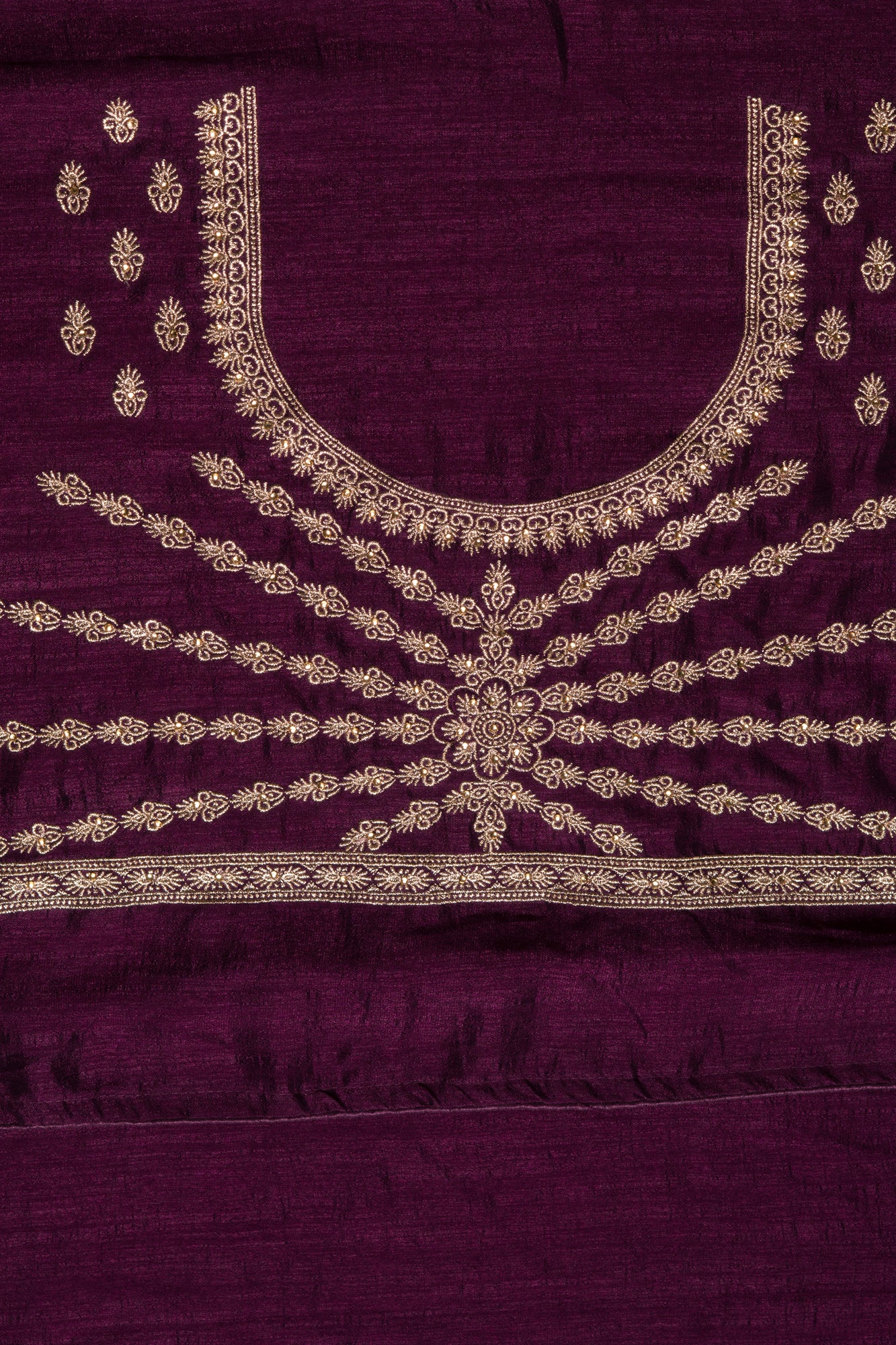 Wine Jute Silk Saree With Stonework