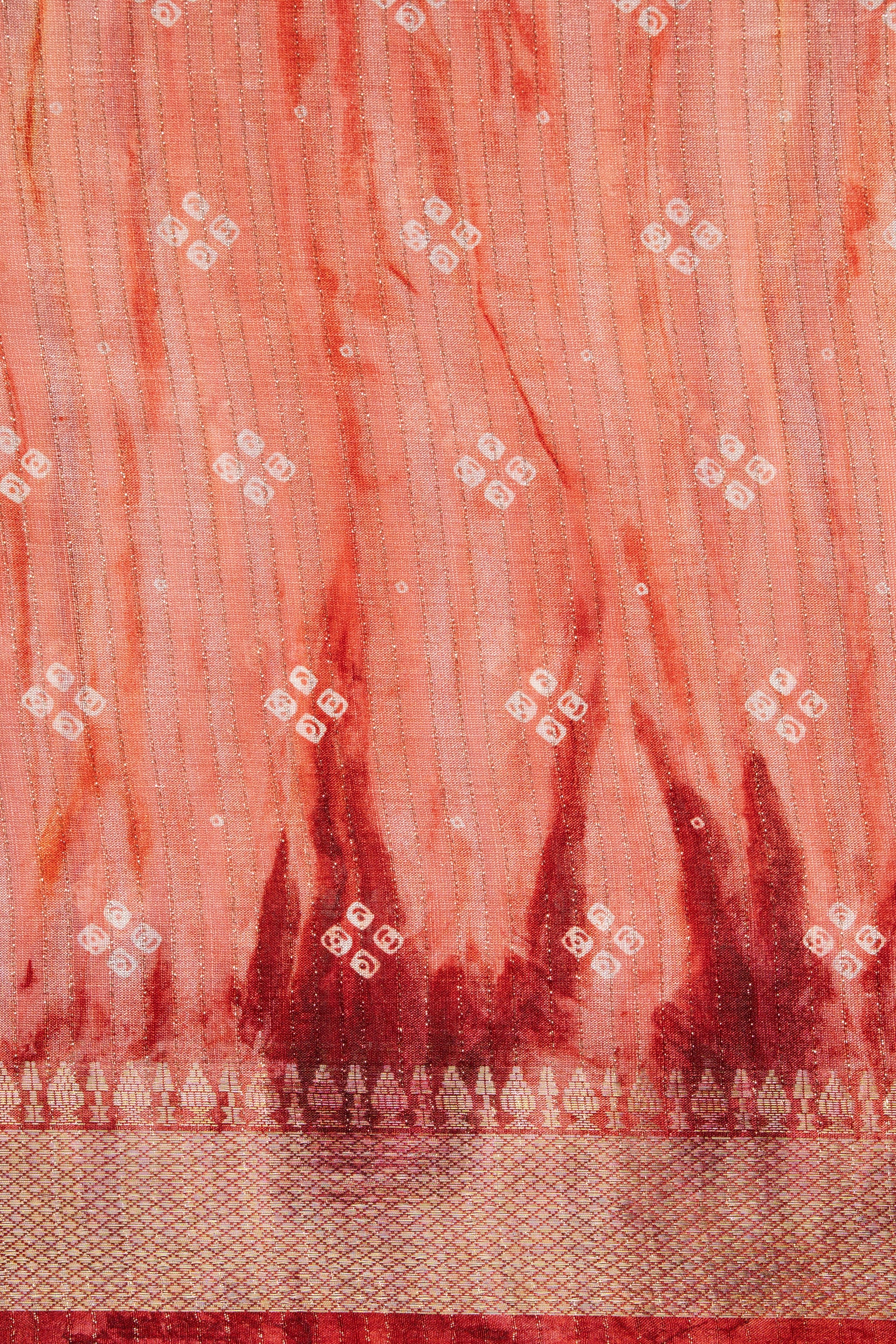 Peach Dola Silk Saree With Bandhani Print
