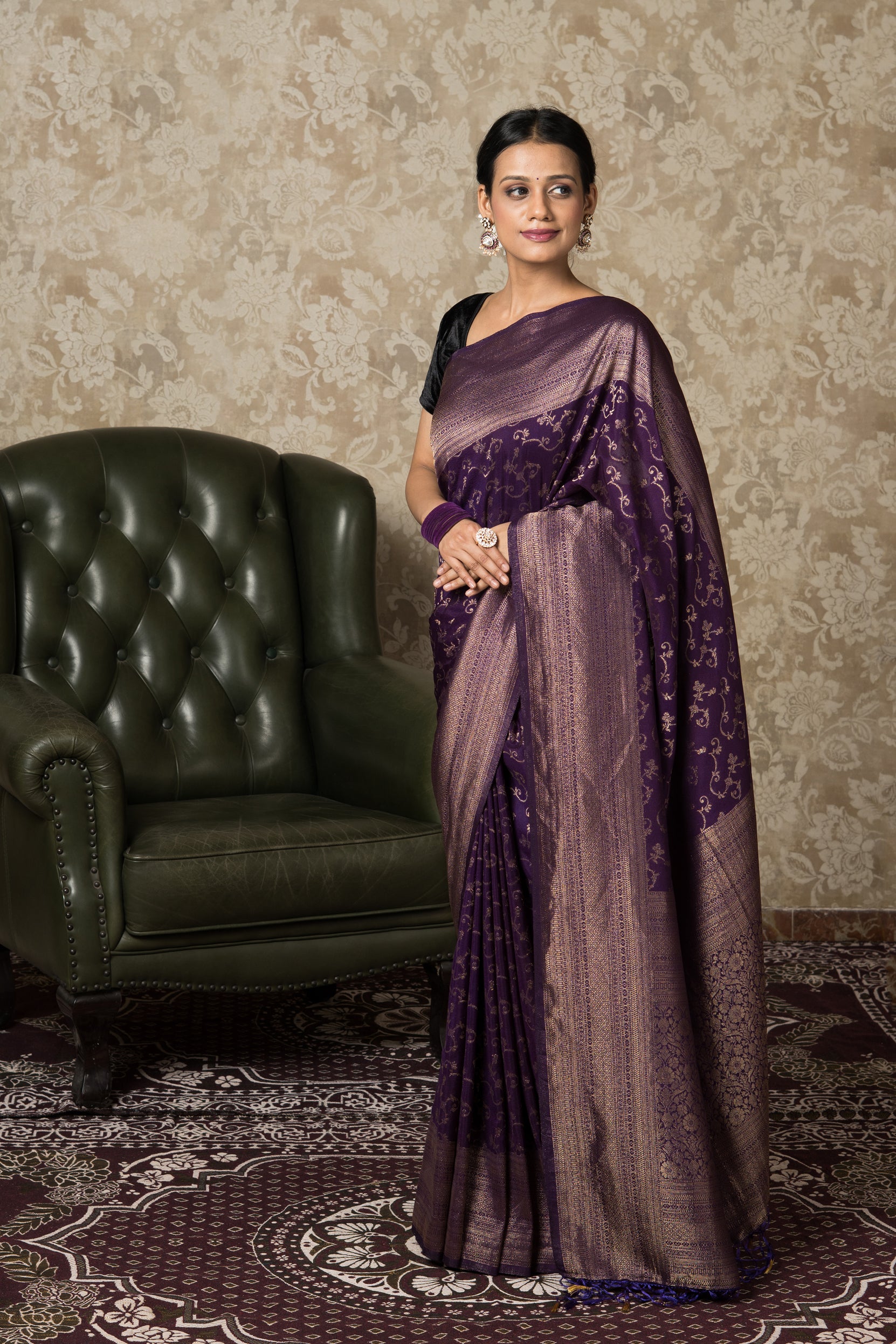 Purple Georgette Saree