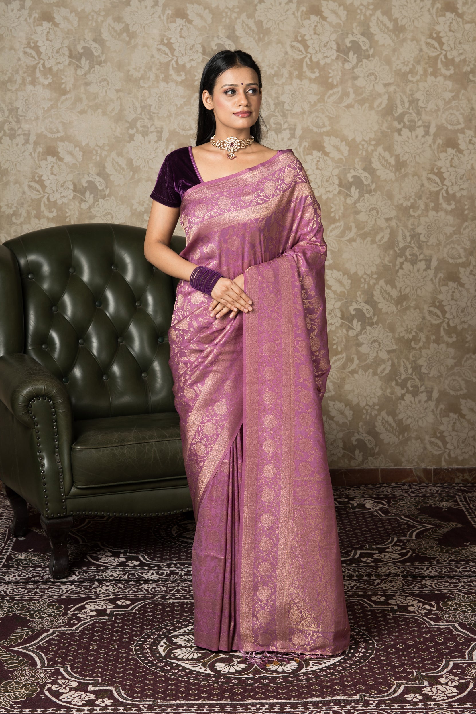 Pink Georgette Saree