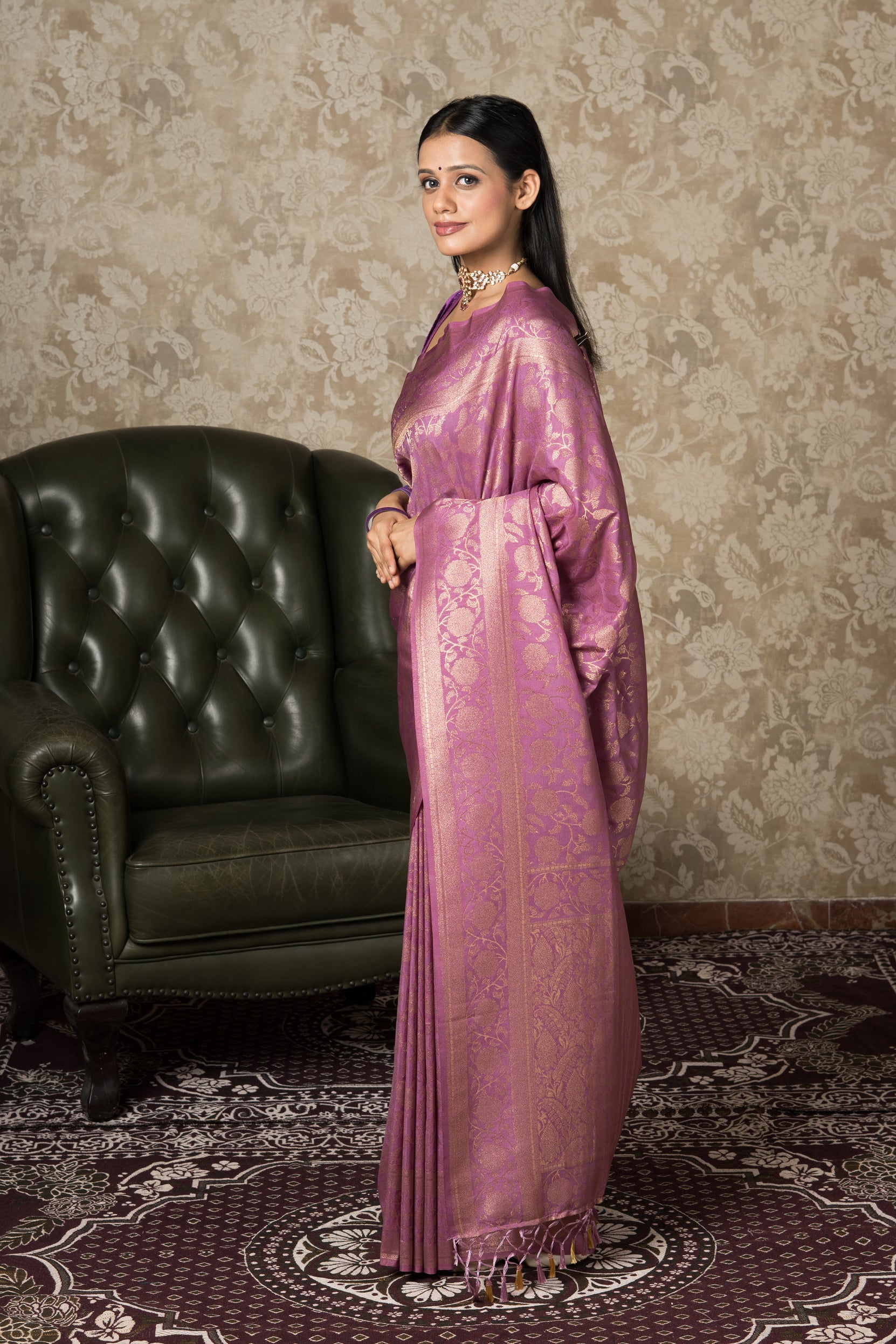 Pink Georgette Saree