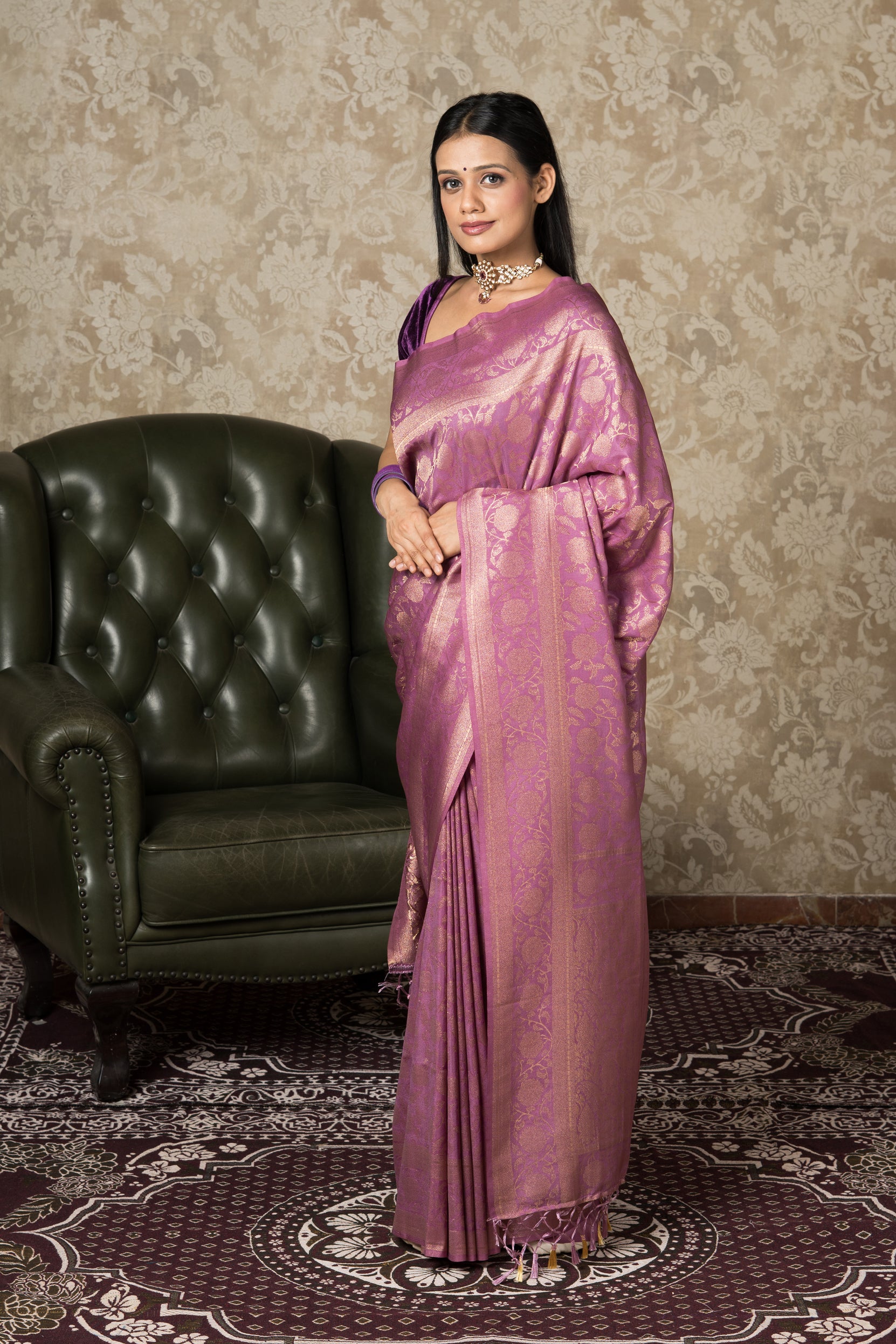 Pink Georgette Saree