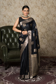 Black Katan Silk Banarasi Saree