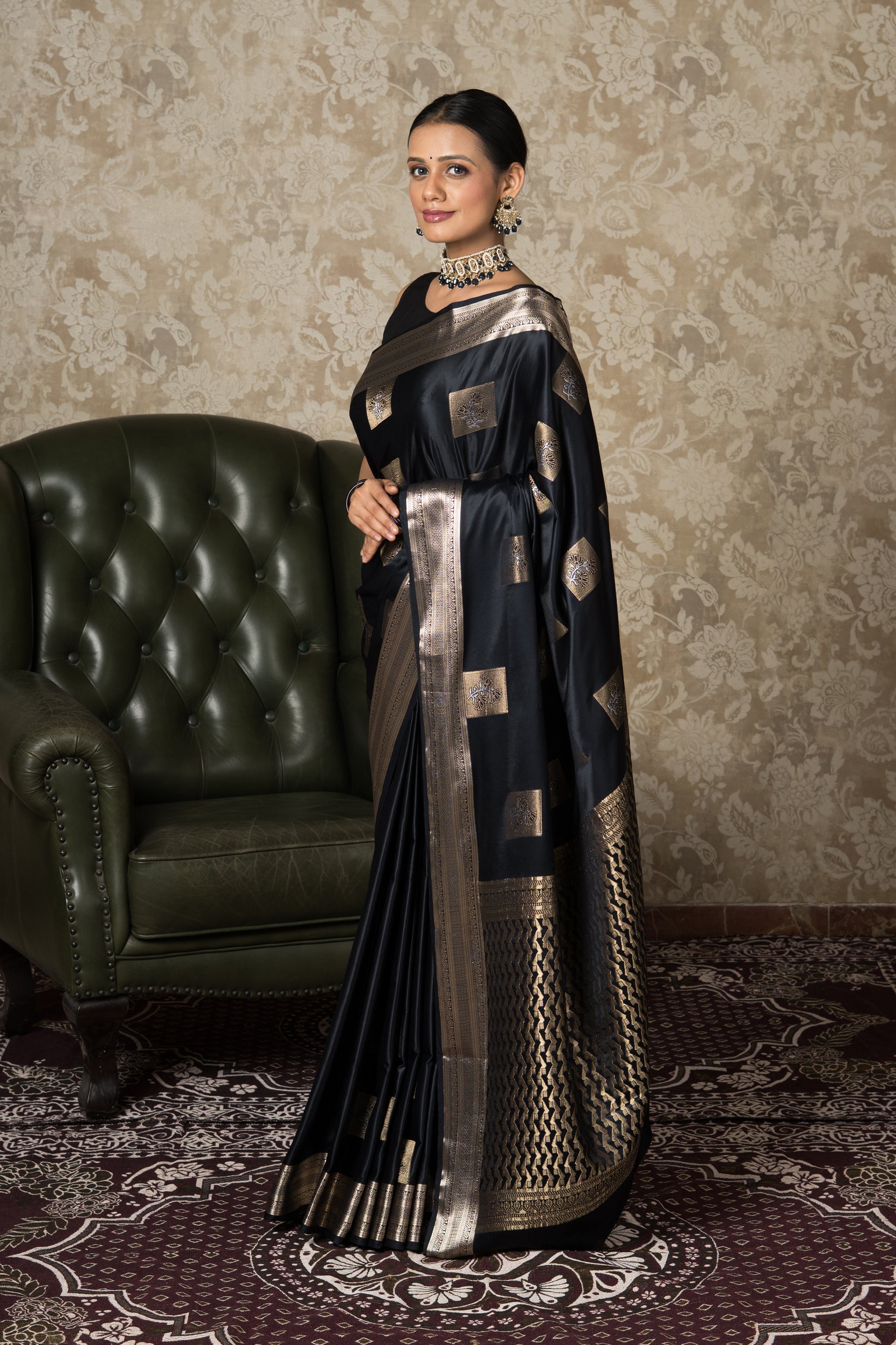 Black Katan Silk Banarasi Saree