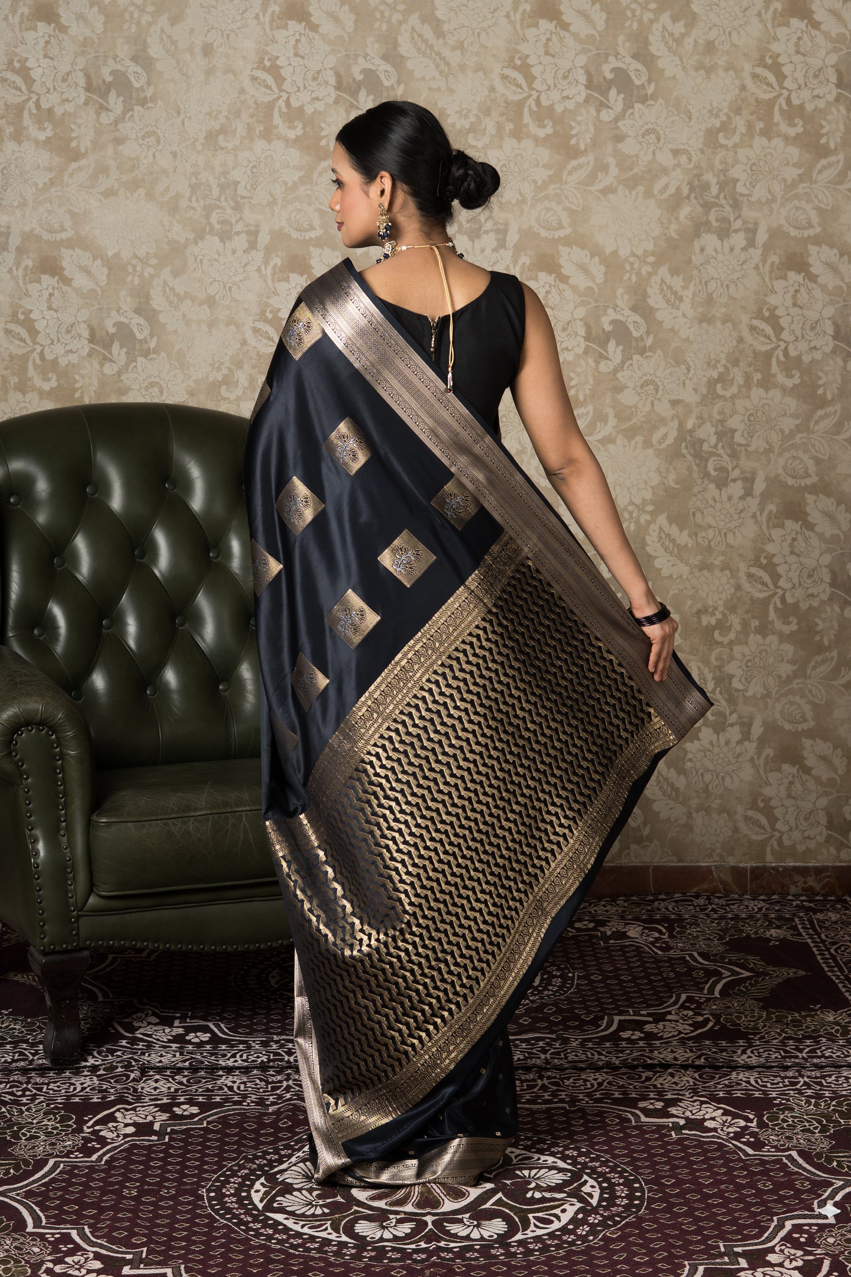 Black Katan Silk Banarasi Saree