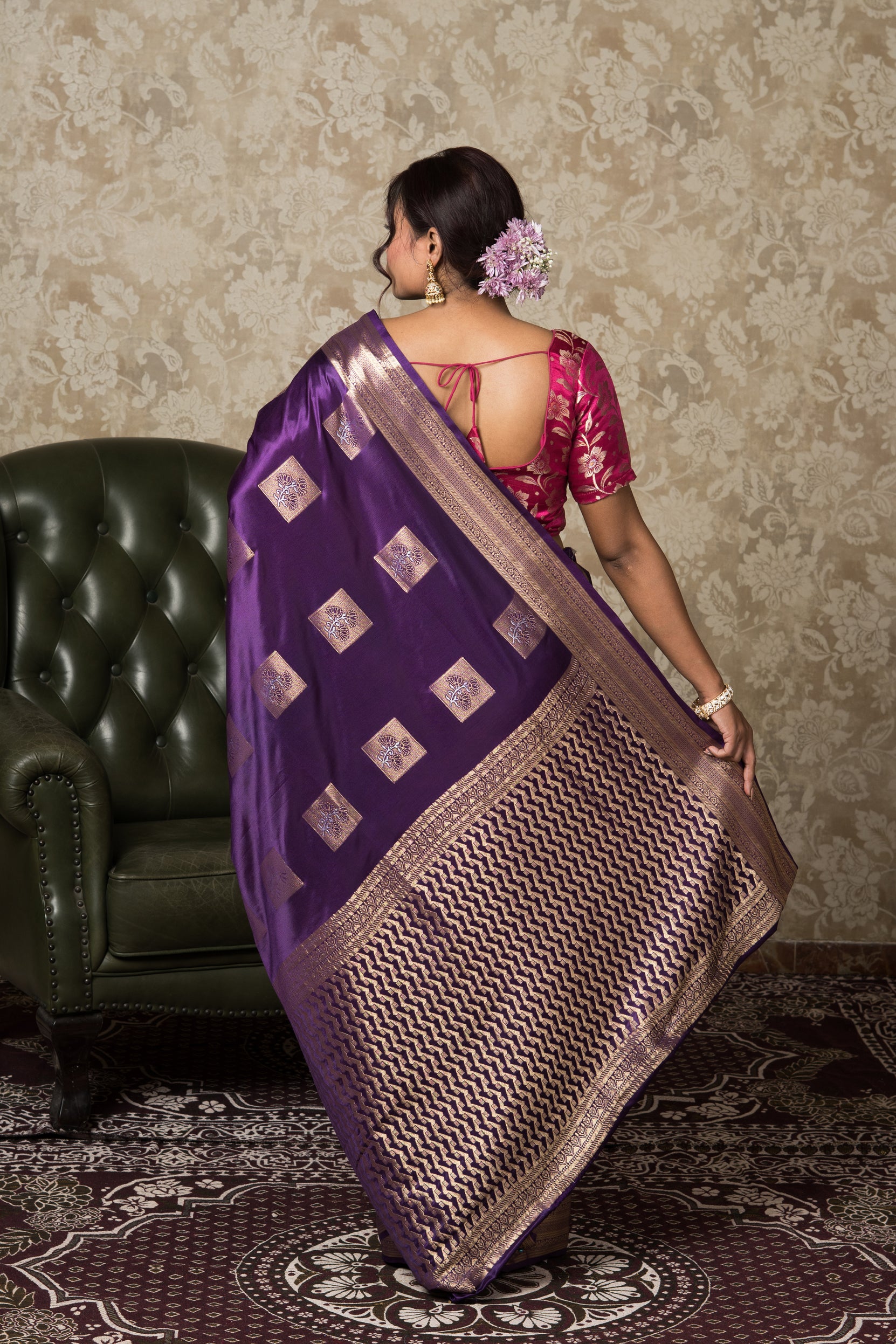 Purple Katan Silk Banarasi Saree