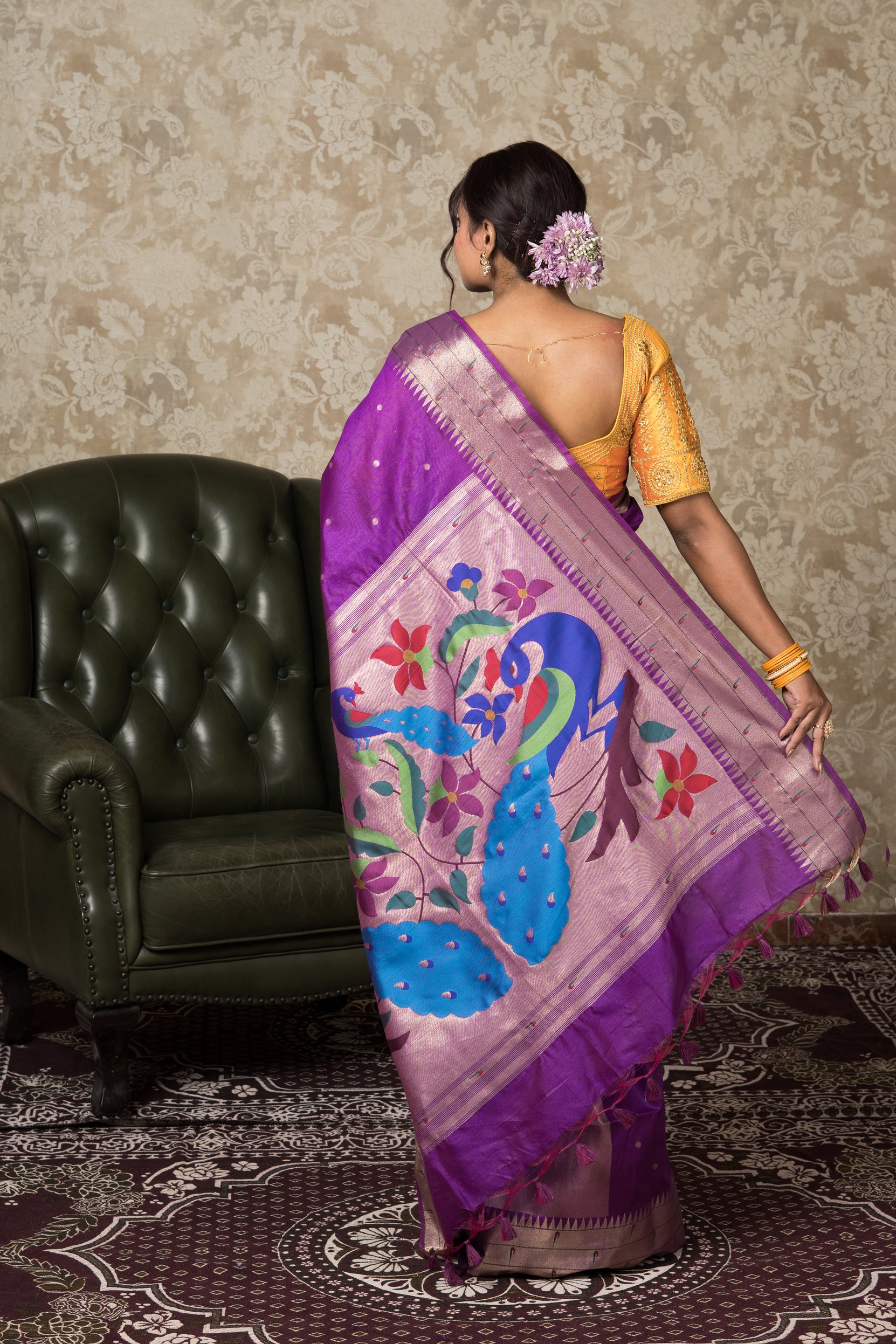 Purple Tussar Silk Paithani Saree