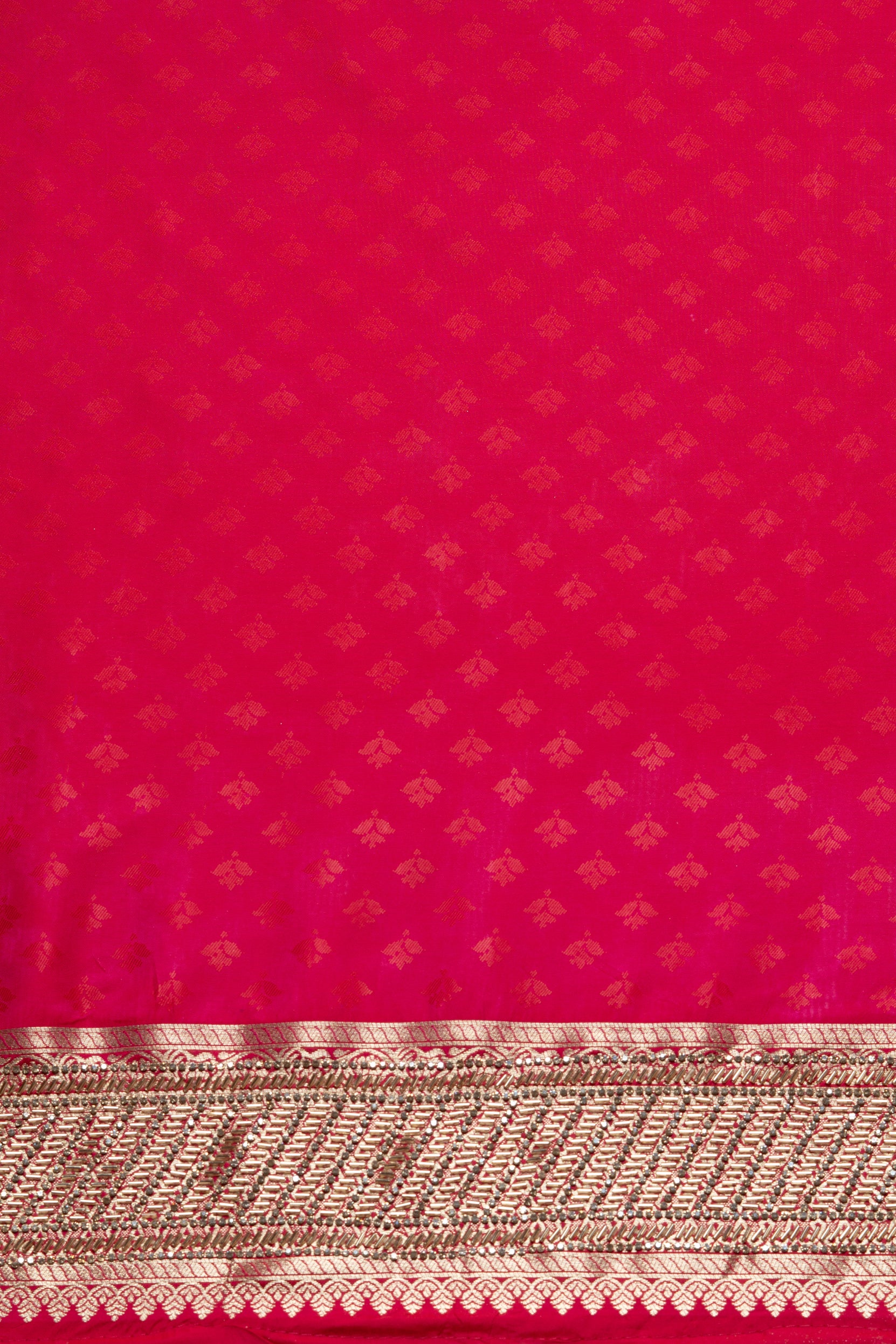 Rani Pink Katan Silk Banarasi Saree With Stonework