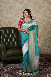 Sea Green Katan Silk Banarasi Saree
