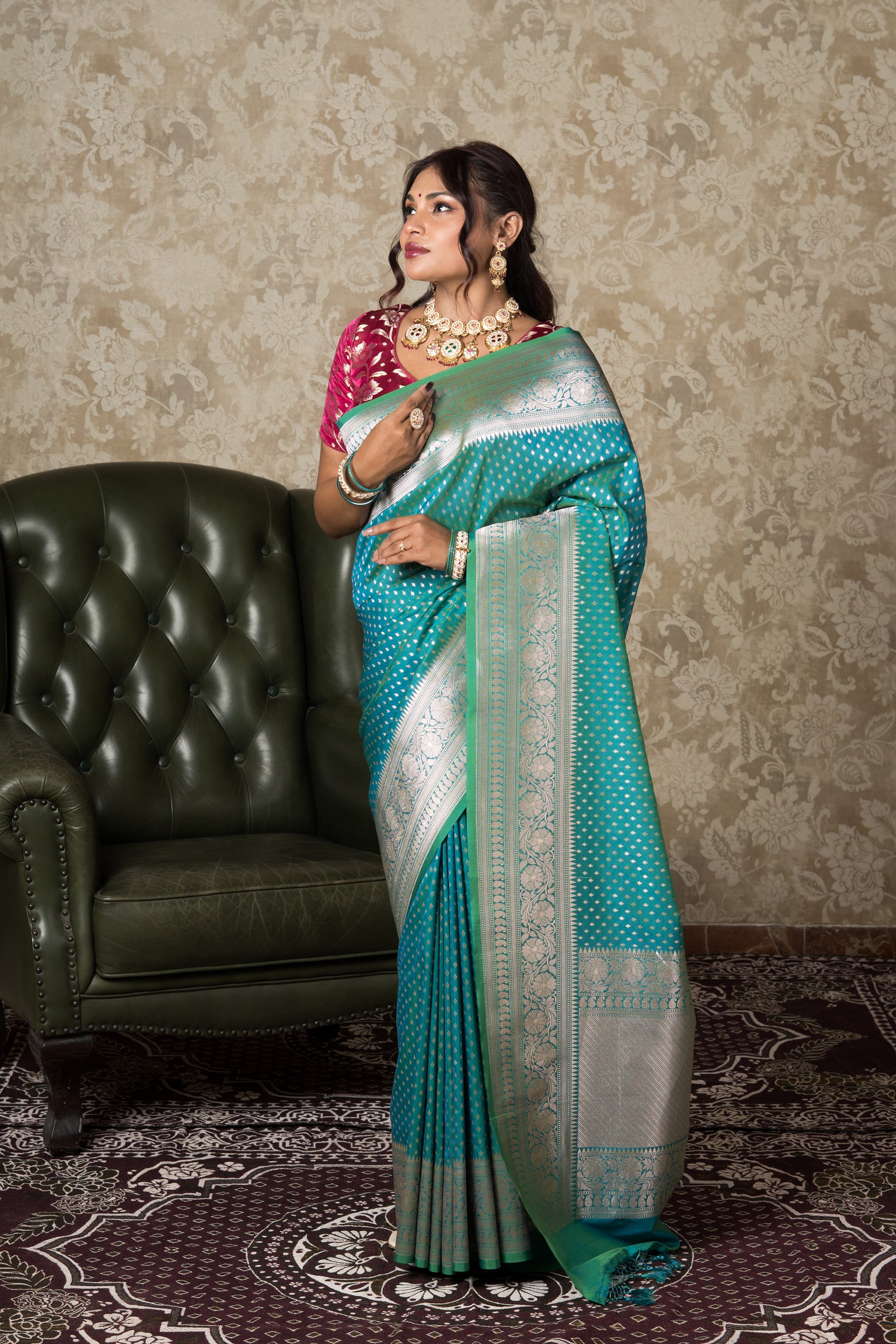 Sea Green Katan Silk Banarasi Saree