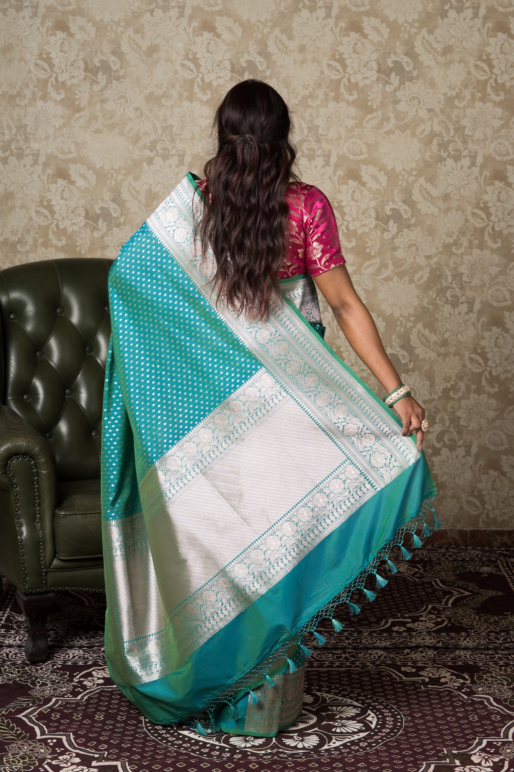 Sea Green Katan Silk Banarasi Saree